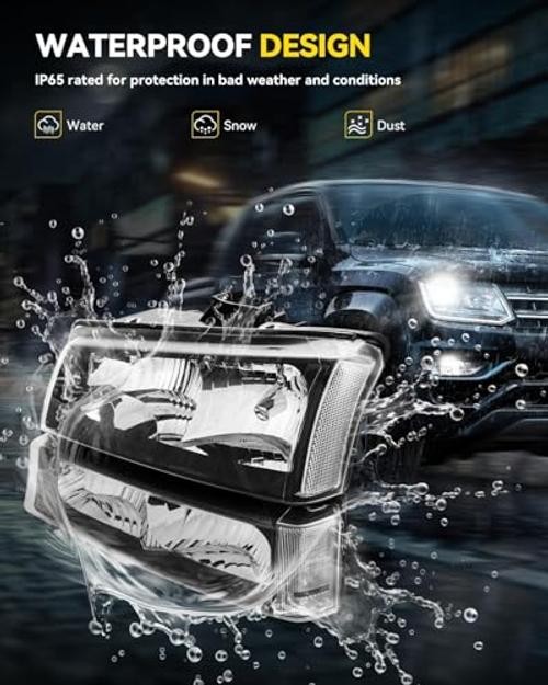 Headlight Compatible with 2003-2006 Silverado 1500 2500 HD 3500 Front Clear