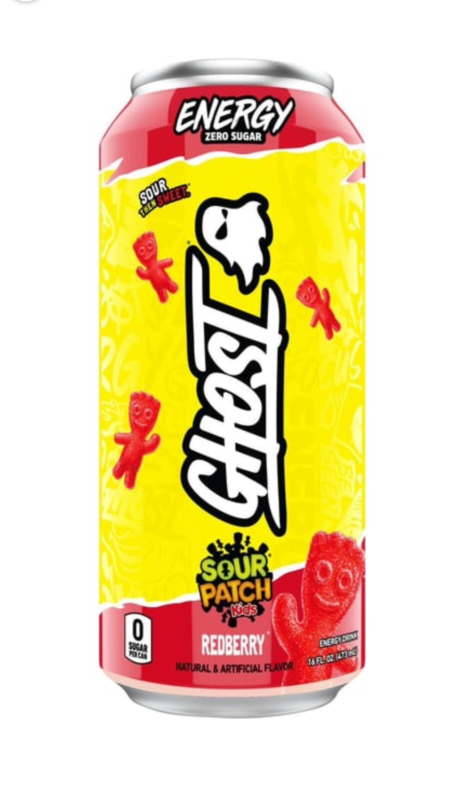 🟡 New GHOST Sour Patch Kids Redberry Zero Sugar Energy Drink 16floz (1 Can)