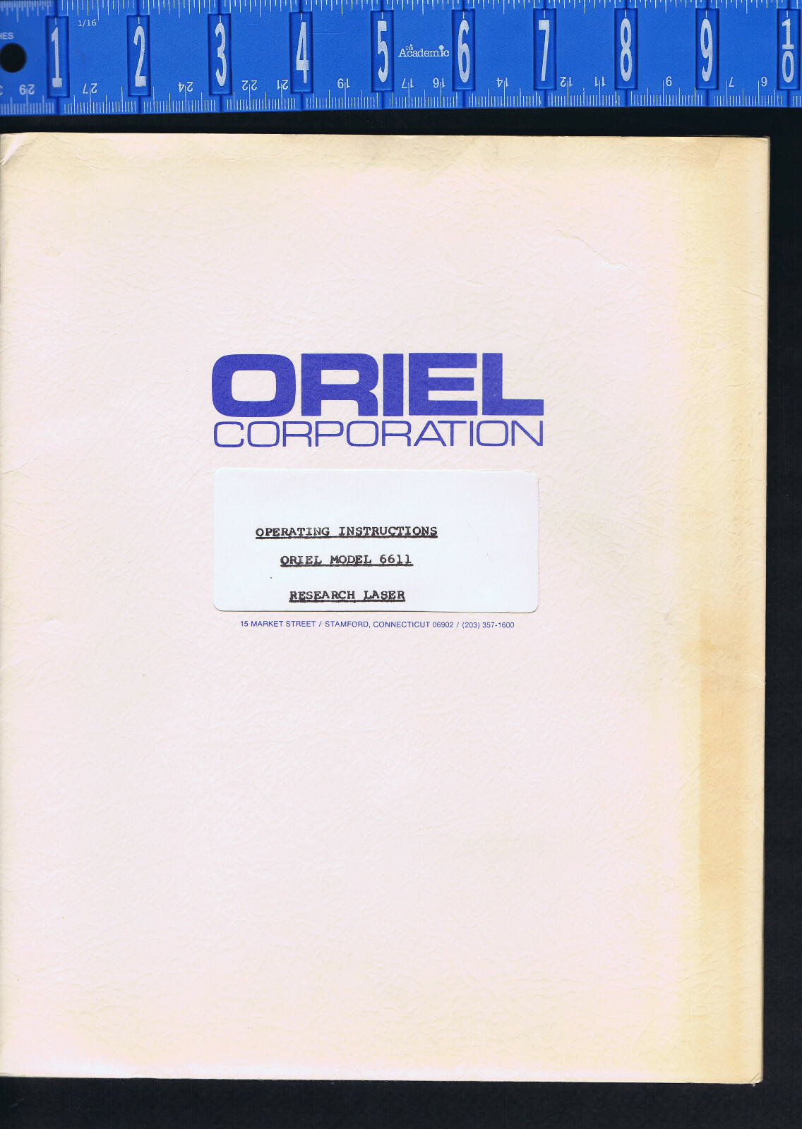 ORIEL CORP Model 6611 Research Laser -- Instruction Manual