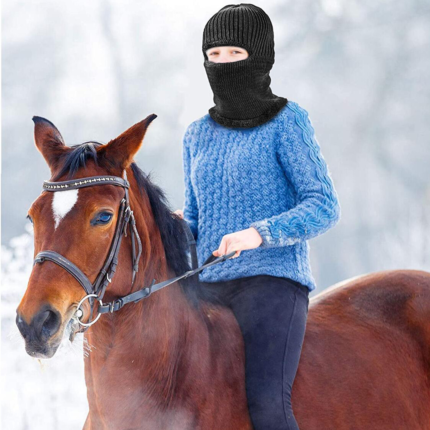 Balaclava Ski Full Face Mask Windproof Fleece Neck Warm for Winter Cold Weather