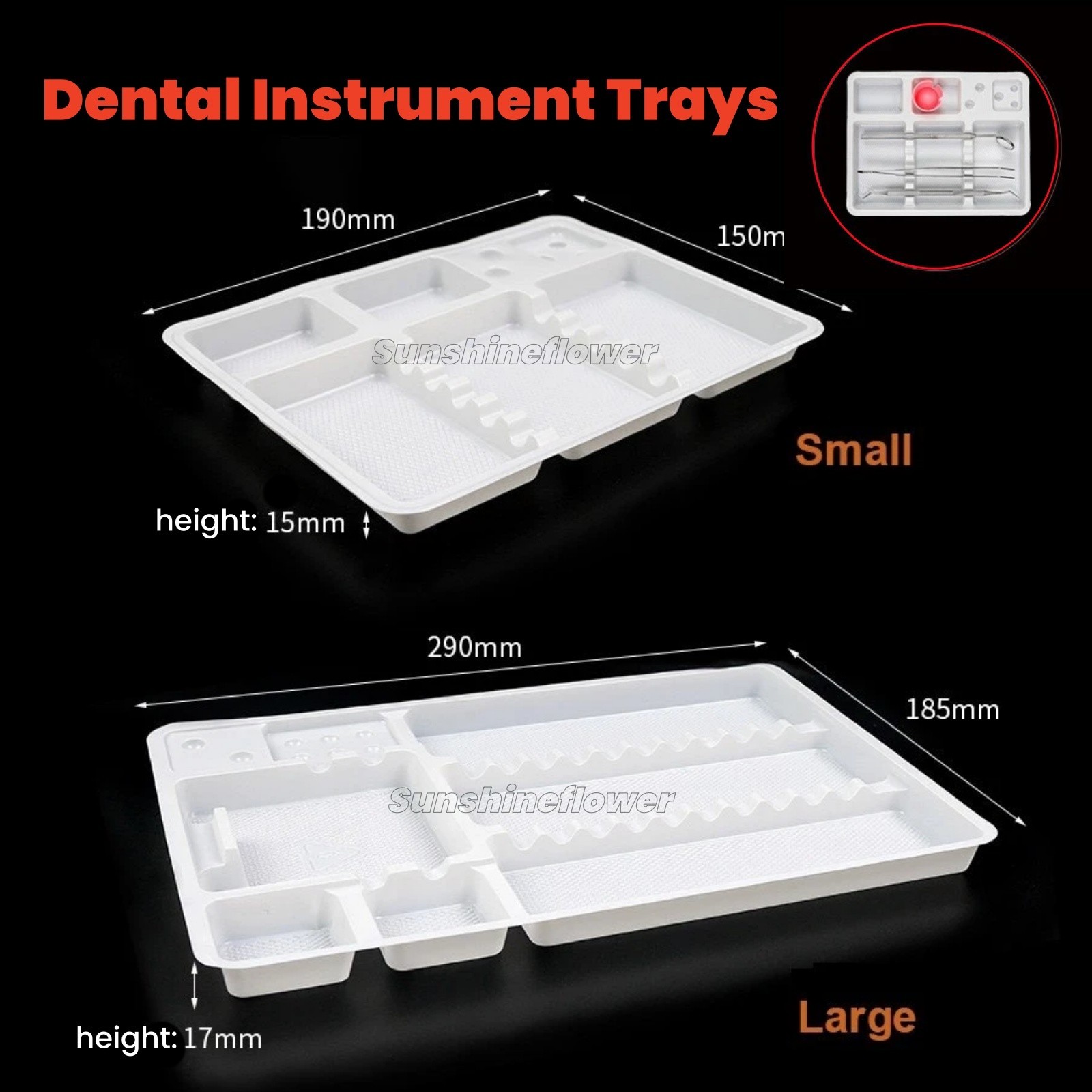 1-10Pcs Dental Instrument Trays Disposable Segregated Instrument Partition Trays
