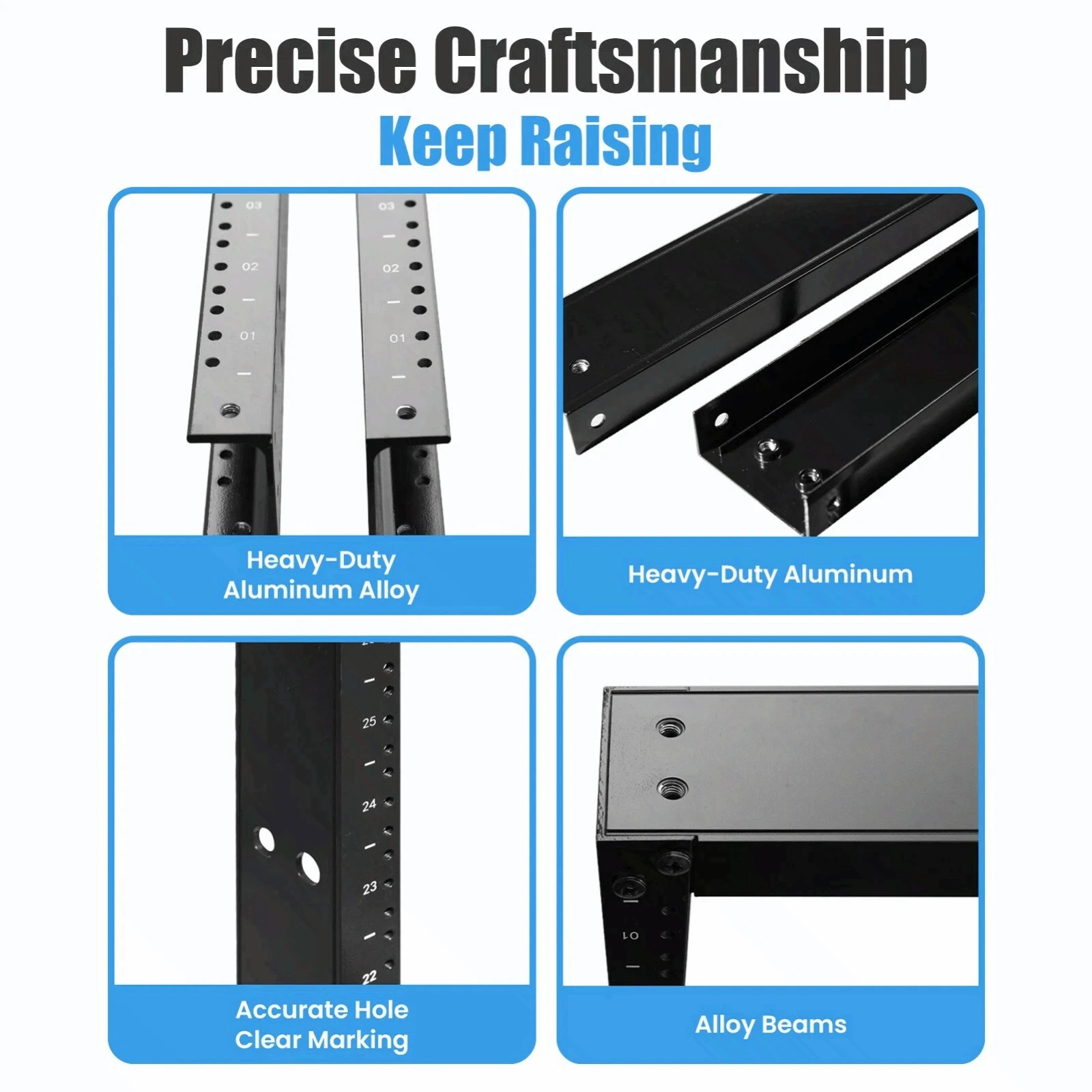 42U Movable 19inch 2 Post Open Frame Heavy Duty IT Network Data Server Rack