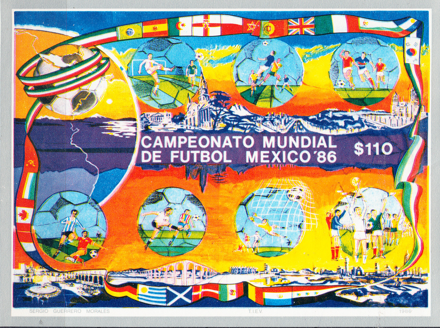 w SAINT-THOMAS Y1986 (1) MEXICO WORLD FOOTBALL CUP SOUVENIR SHEET