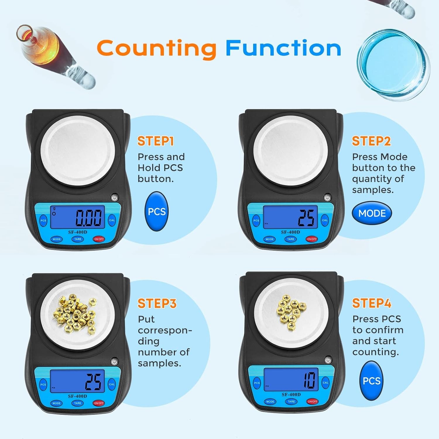 LCD Display Lab Scale with Tare Weighing Function and Multiple Measurement Units