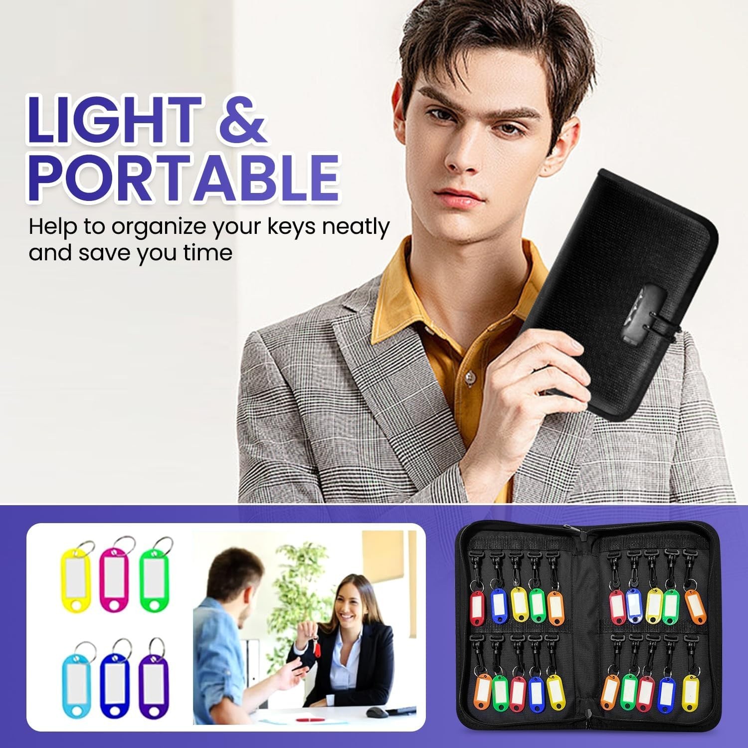 20-Key Organizer Case with Combination Lock, Waterproof Fireproof Key Holder