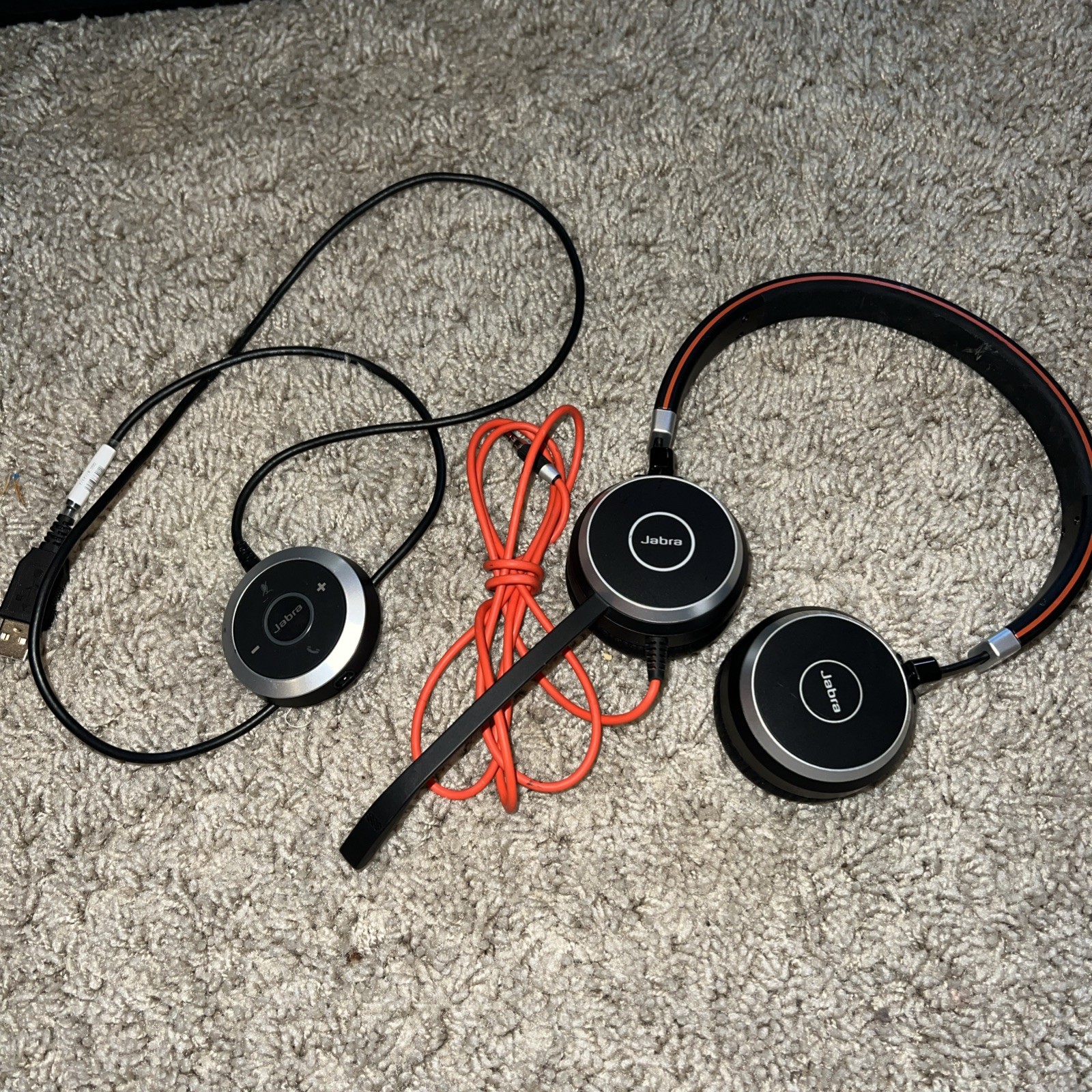 6M Jabra Headset Model: HSC017 Stereo Headset W/ USB Receiver ENC010. TESTED.