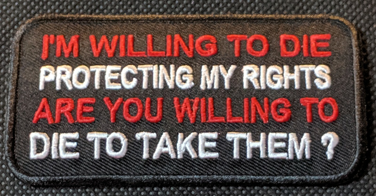 Willing To Die To Protect My Rights Second Amendment Embroidered Biker Patch
