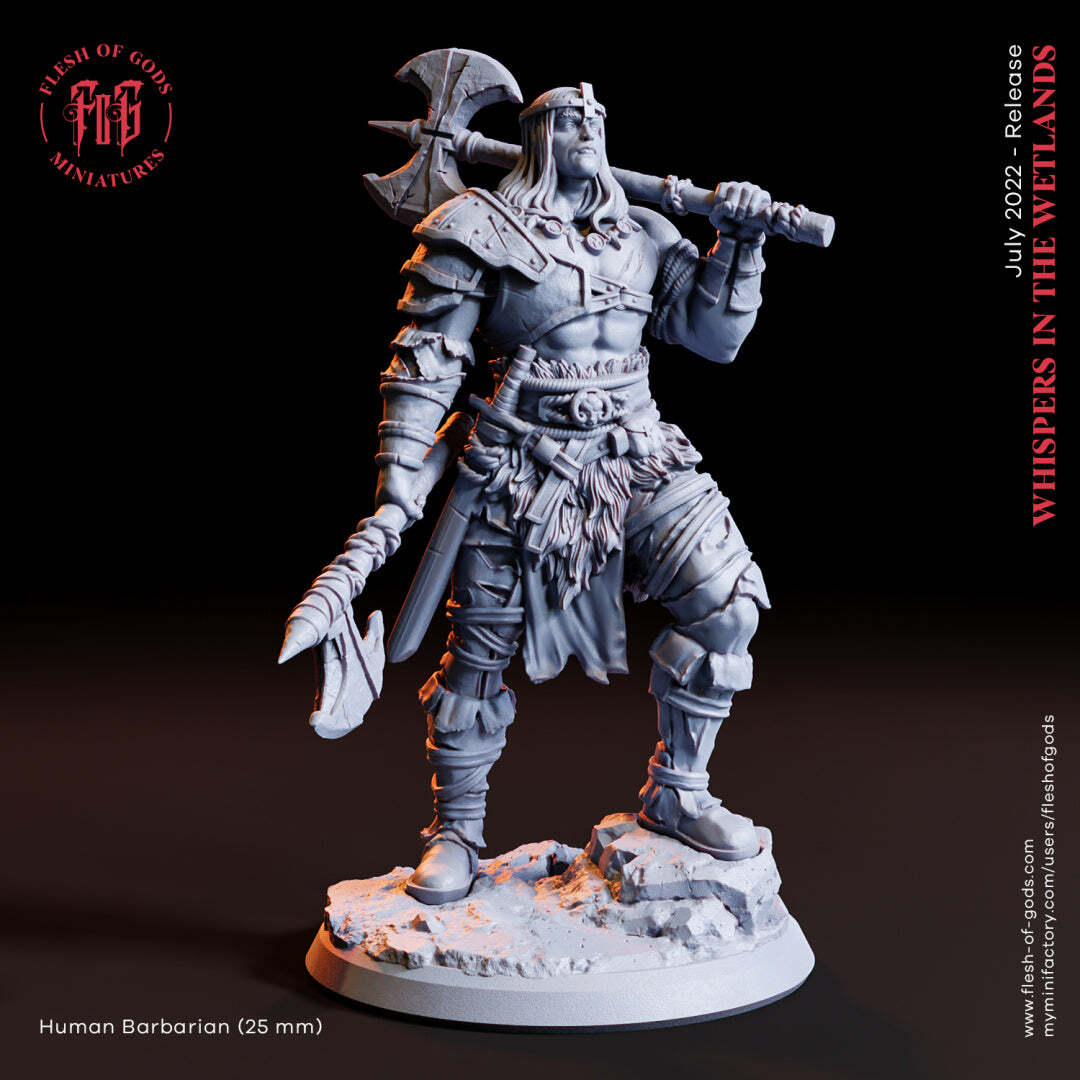 Human Barbarian - Whispers in the Wetlands - Flesh of Gods Wargaming D&D DnD