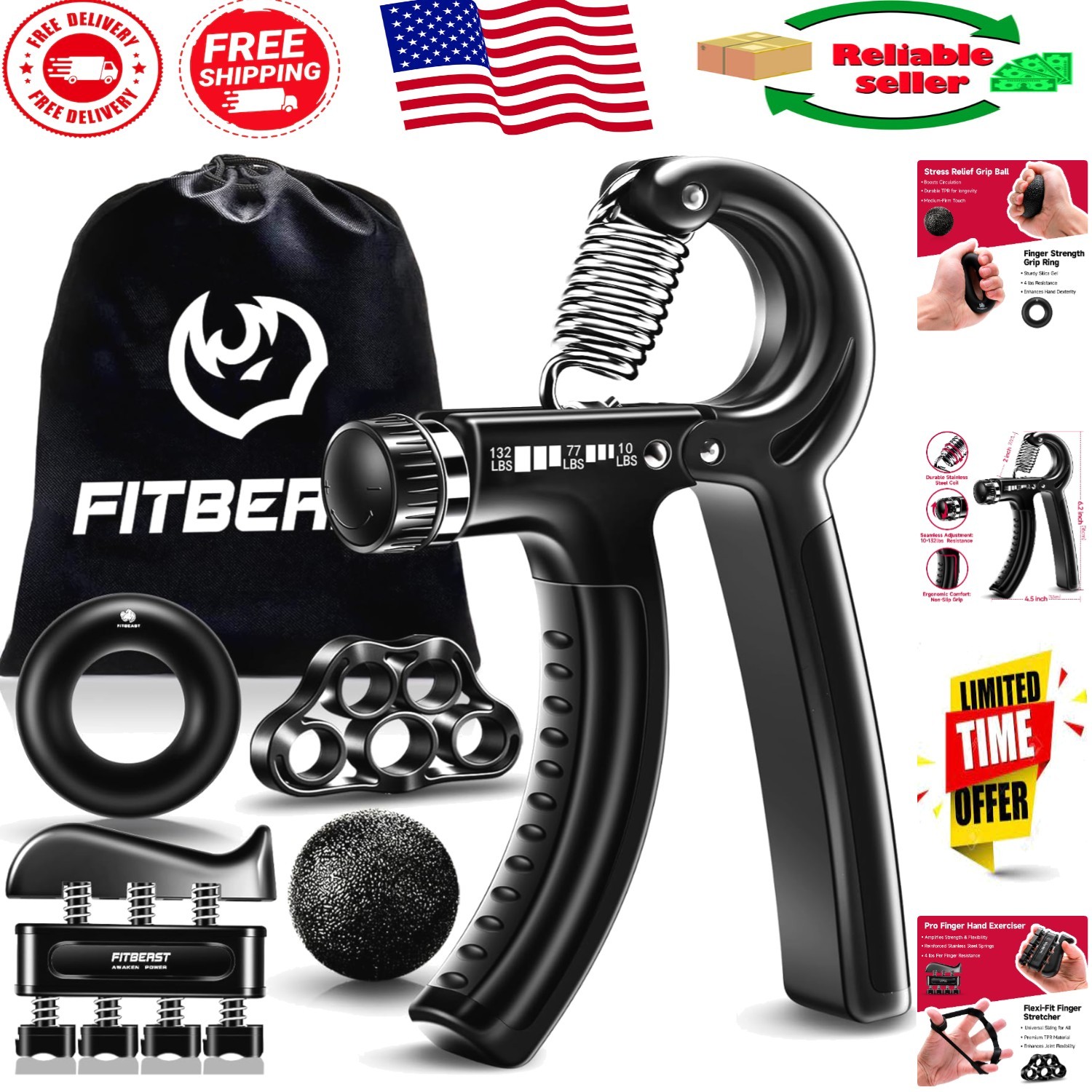Compact 5 Pack Adjustable Hand Grips - Perfect for Home and Travel Training