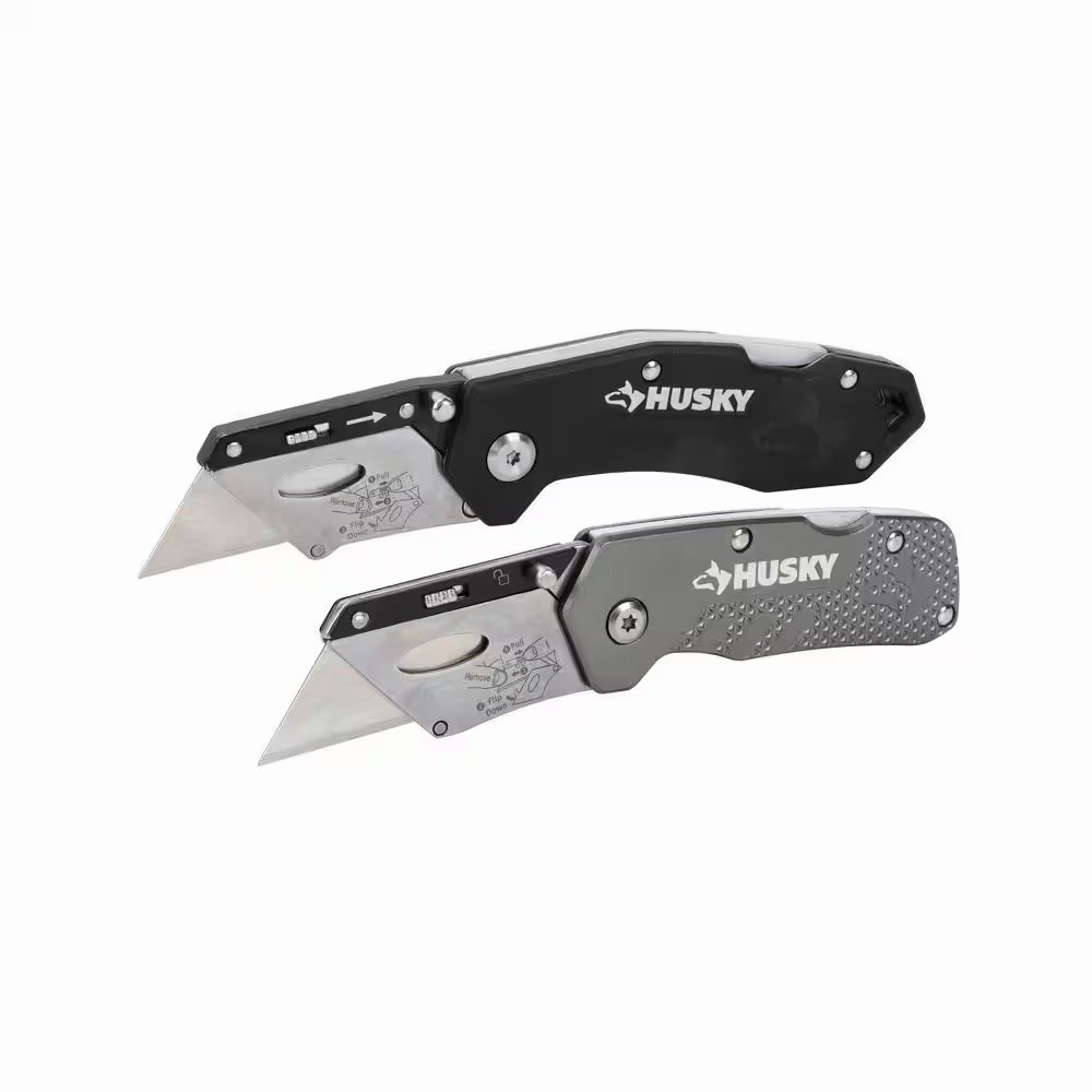 lot 3 HUSKY 2-Pack Folding Utility Knives 1015 050 579 Lifetime Warranty