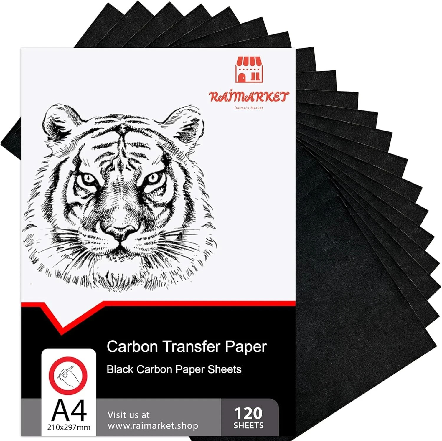 Raimarket Carbon Paper 120 Sheets - Durable, Smudge-Resistant black 120