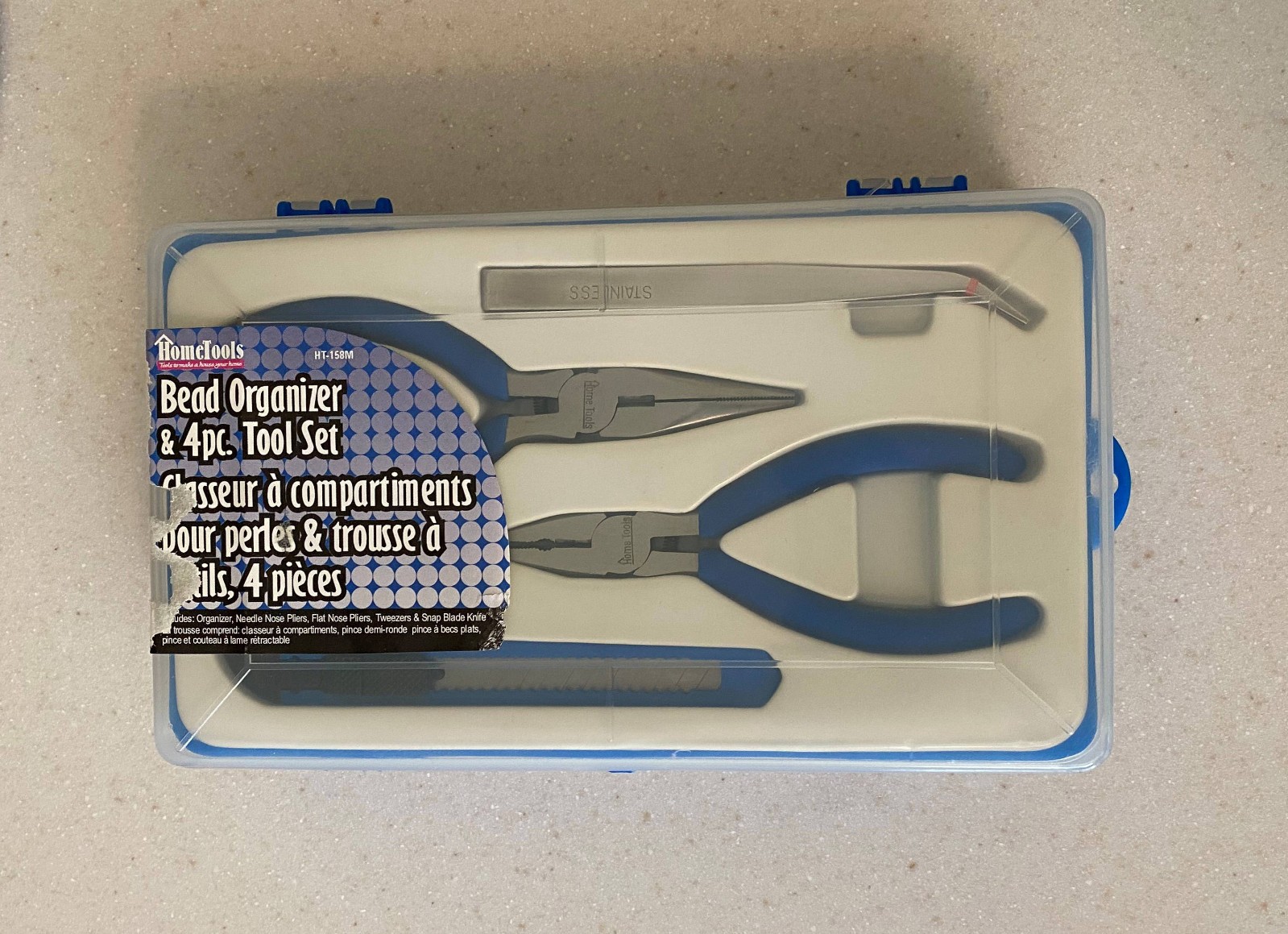 Home Tools Bead Organizer with 4 x Tools and Various Beads