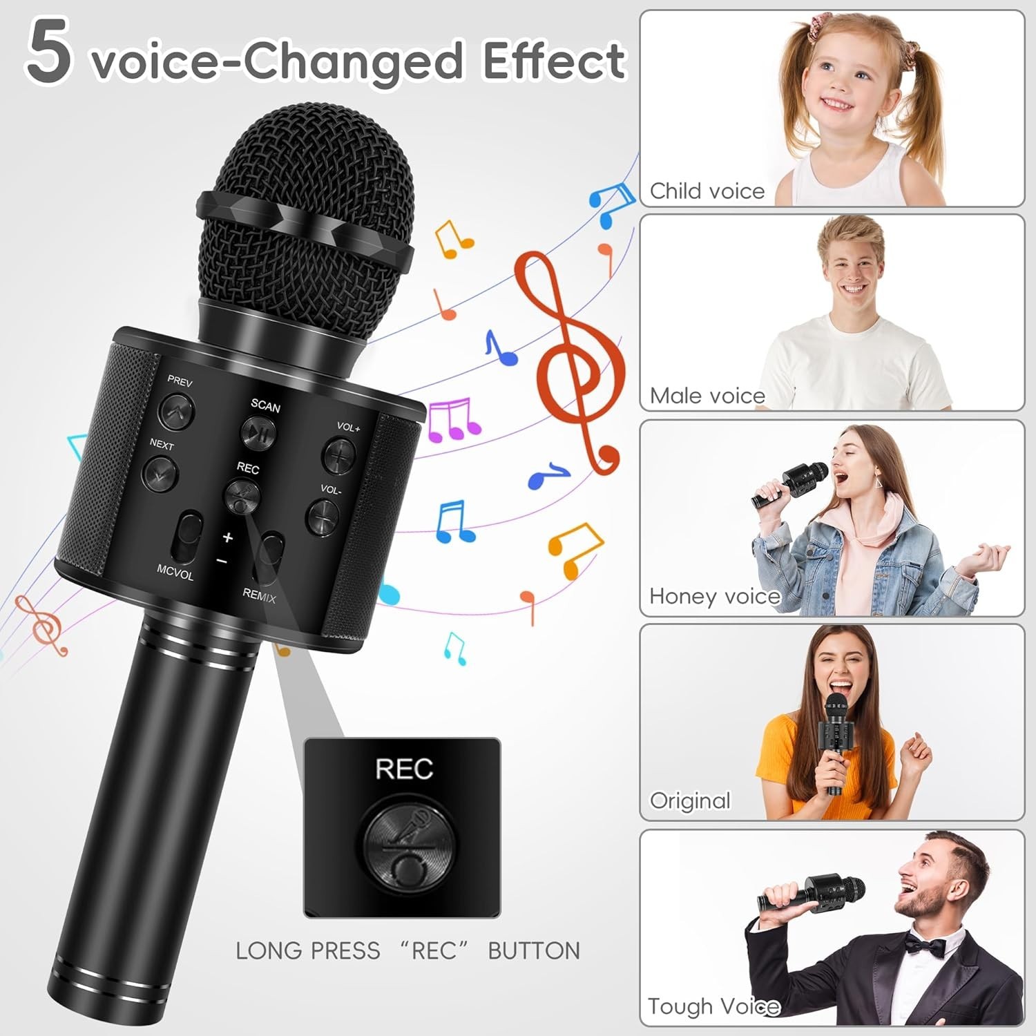 Versatile Wireless Karaoke Microphone with Adjustable FM Radio & Noise Reduction