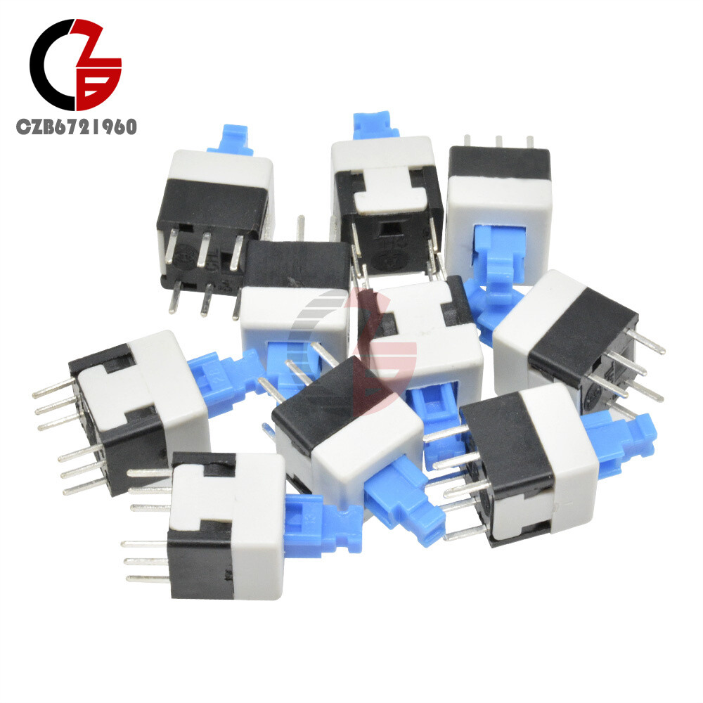 20pcs Cap Self-locking Type Square Blue 8X8mm Button Switch Control
