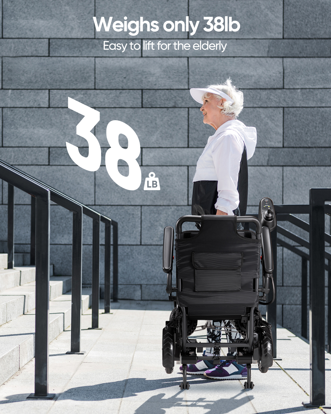 Lightweight 38Lb Foldable Electric Wheelchair Intelligent 300Lb All Terrain FDA
