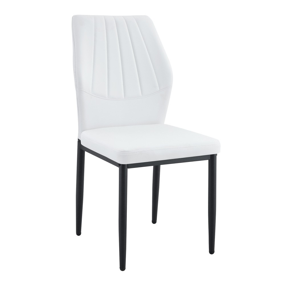 Set of 4 Dining Chairs - Ergonomic PU Leather Backrest, Black & White, 37'' High