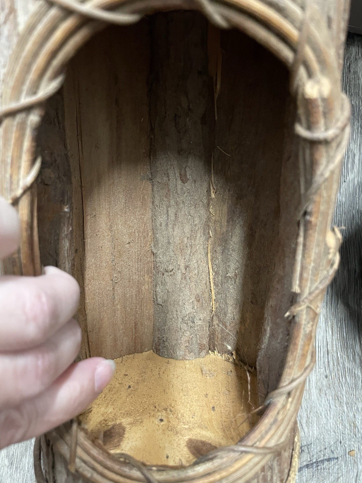 Handmade Baskets Rustic Lot Of 2 Tree Bark & Vine Brown 2 Sizes
