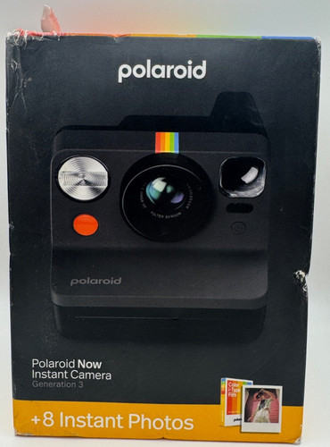 Polaroid - Now Gen 3 Instant Camera + Color Film Bundle (8 Photos) - Black