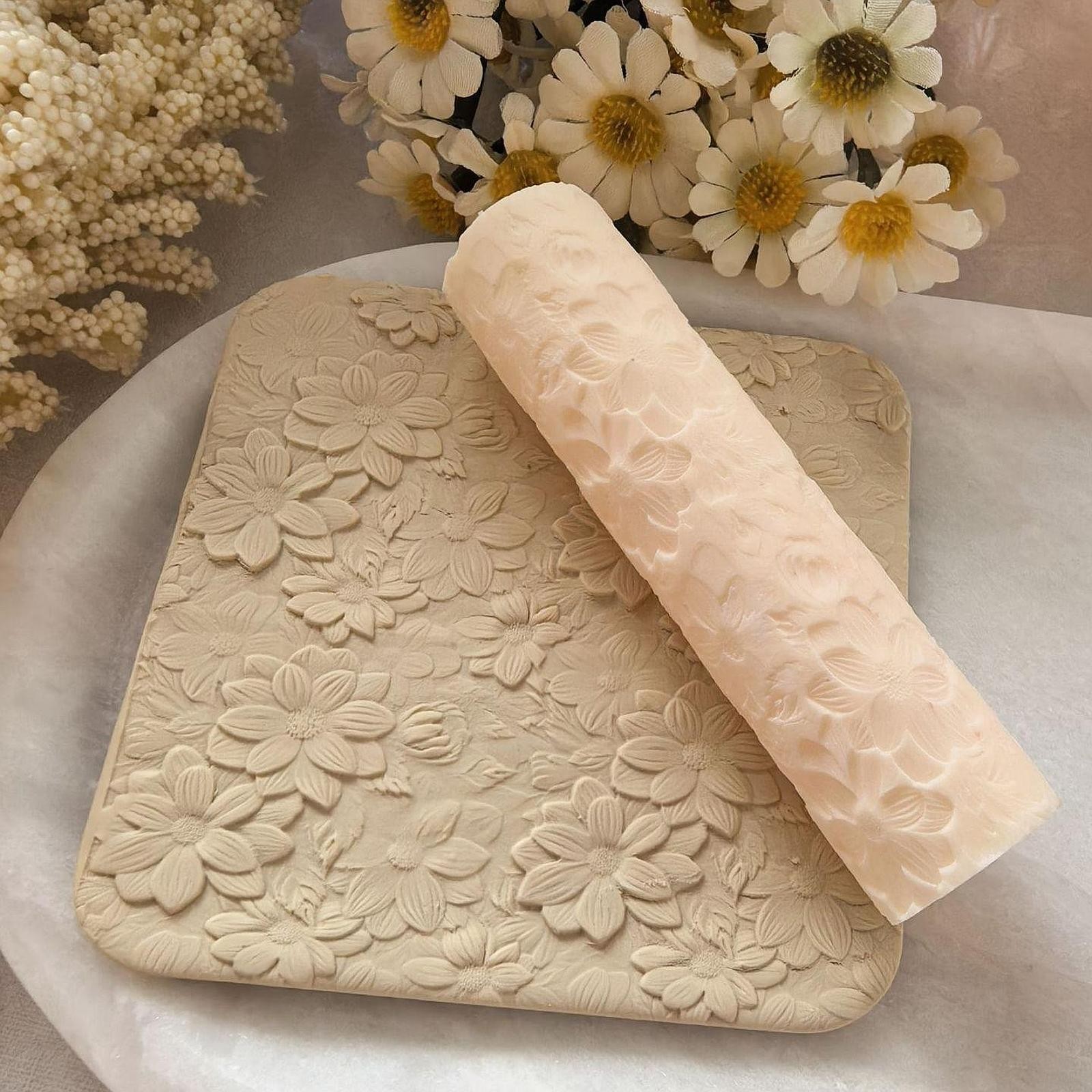 Flower Texture Clay Roller, Birthday Gift for Artwork,