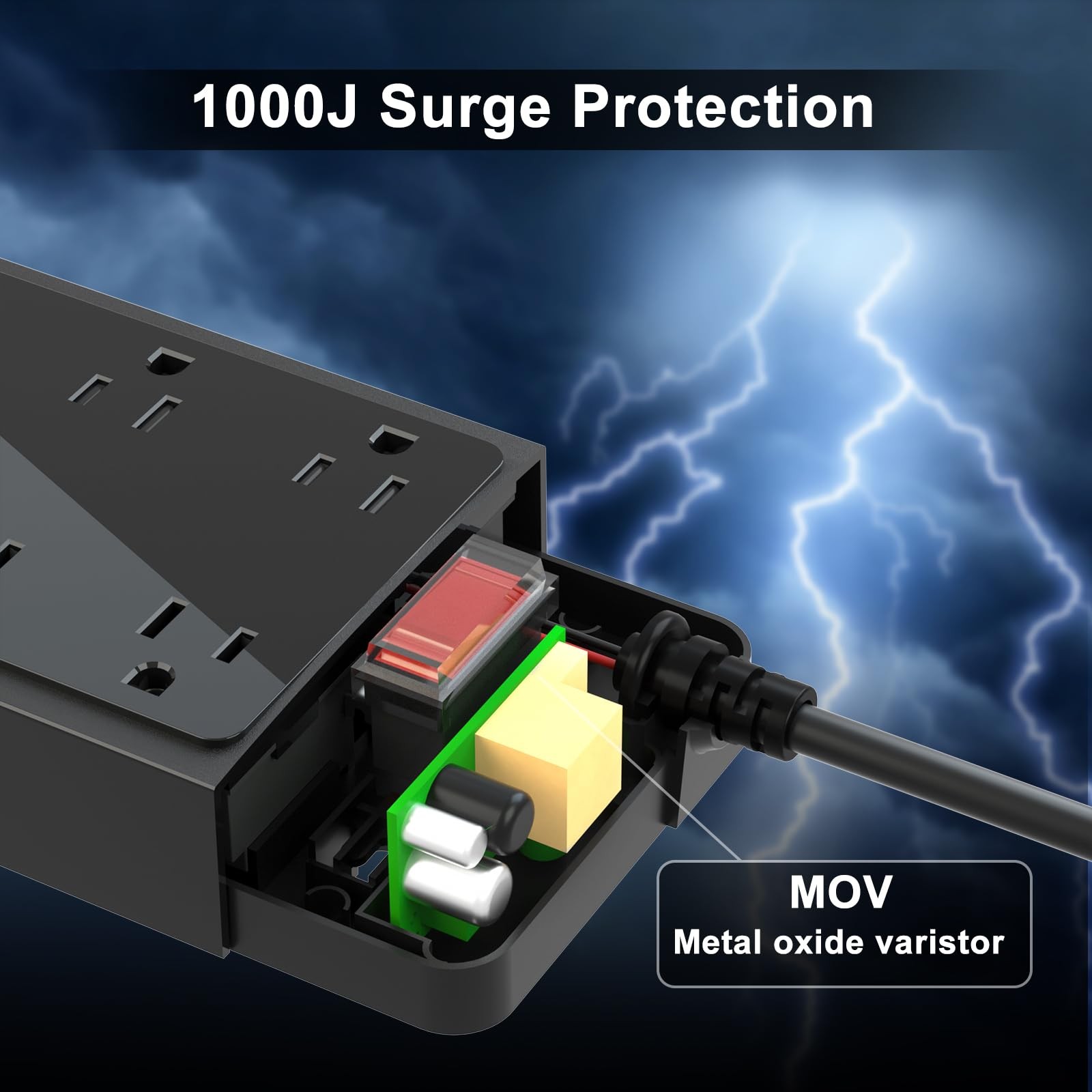 Outdoor Power Strip with USB C, Heavy Duty Waterpoof Surge Protector with 6 O...