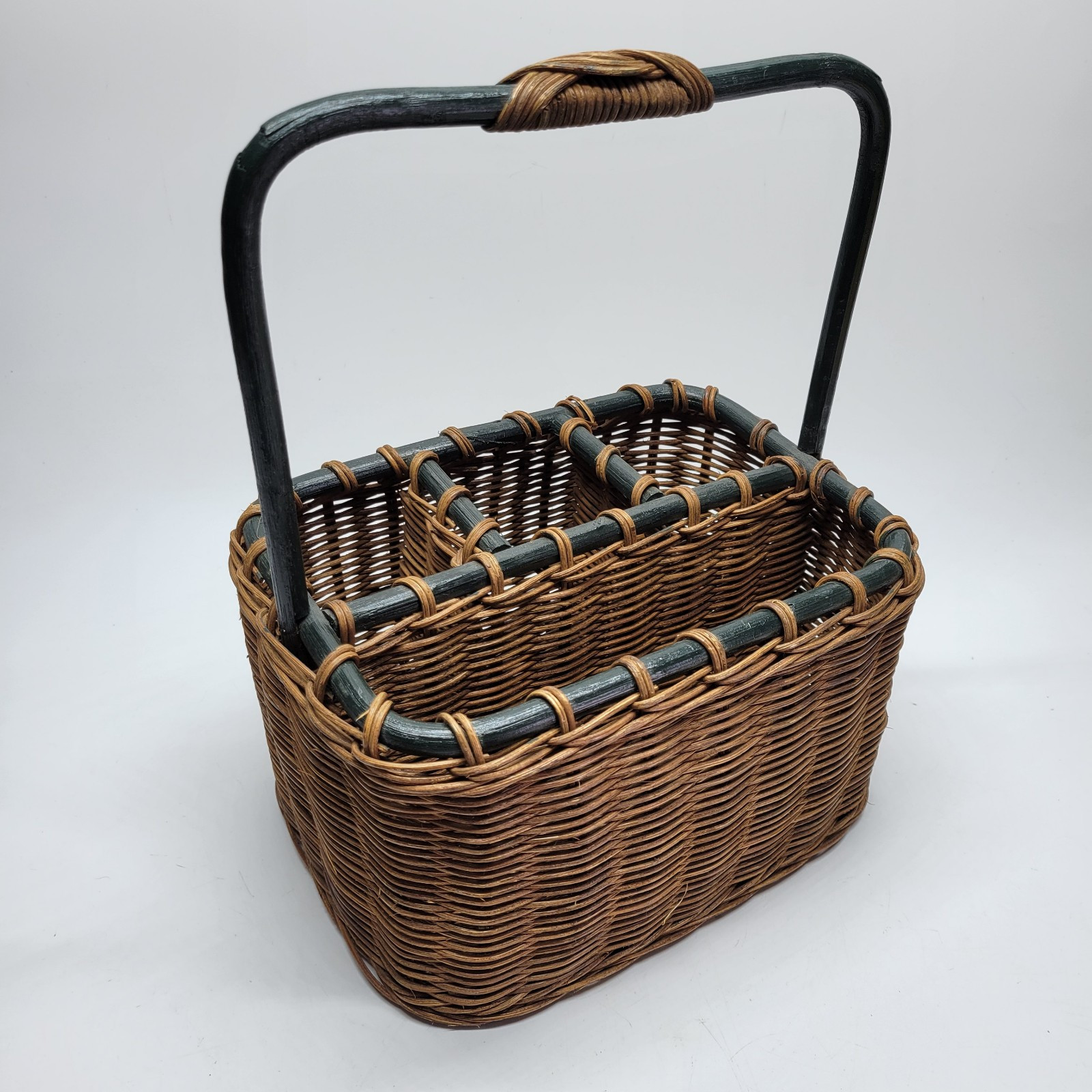 Wicker Basket Brown Handle Picnic Woven Home Decor  Easter Holiday