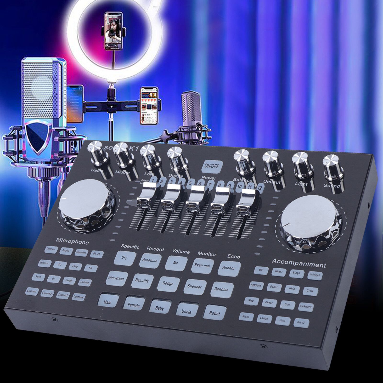 Mixing Console Bluetooth Live Studio Audio DJ KTV Mixer Broadcast Sound Board