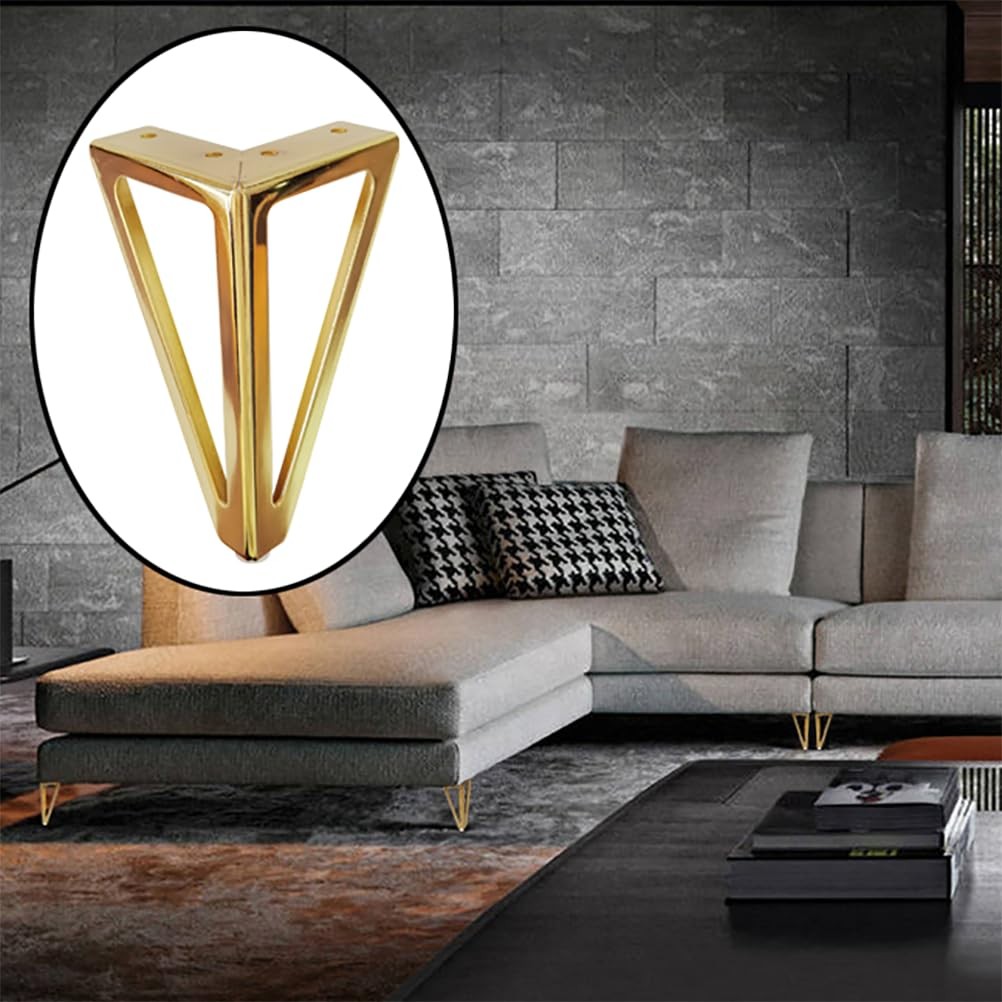 6 Inch Gold Metal Furniture Legs Set of 4 Heavy Duty Sofa/Cabinet/Table Feet ...