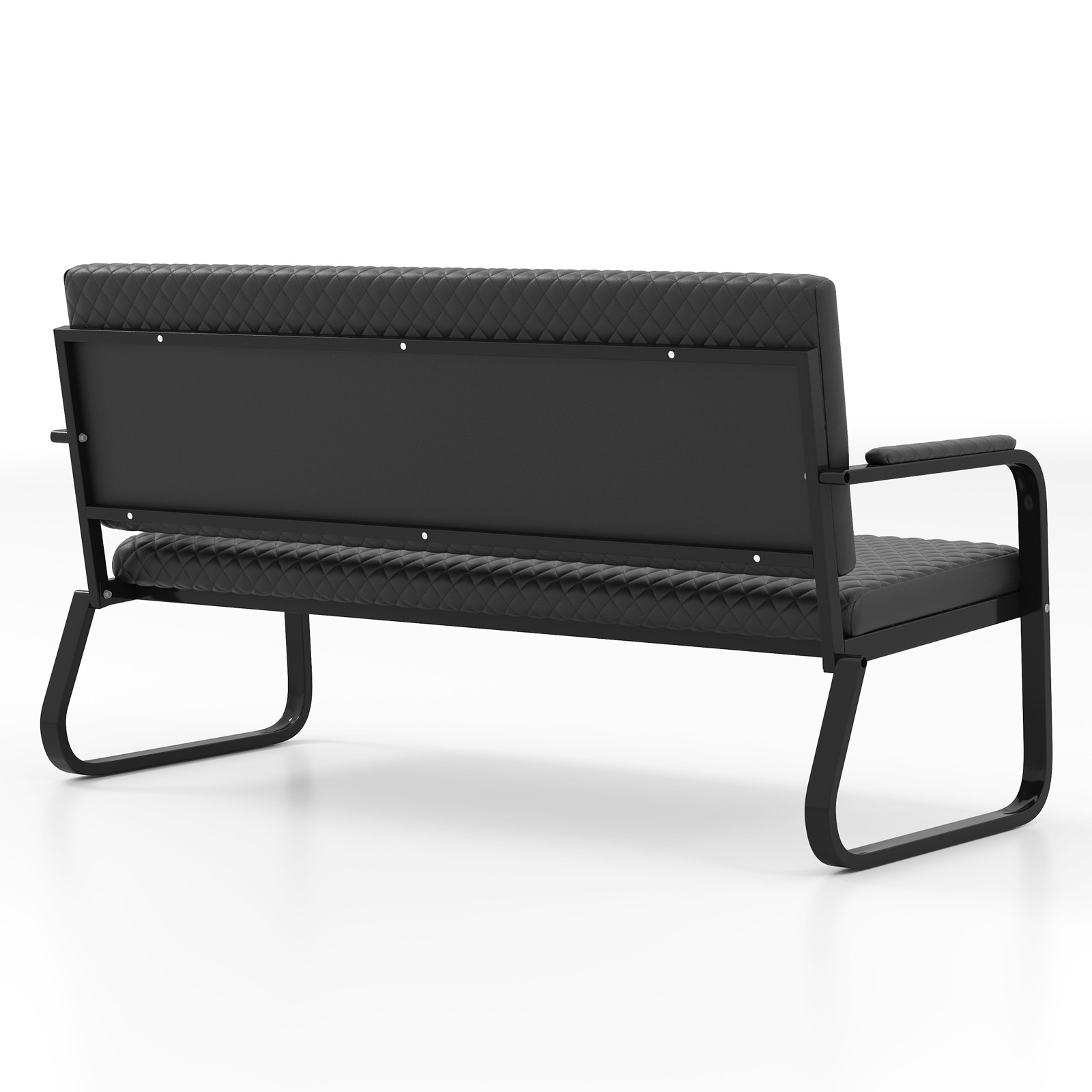 Black Waiting Chair Guest Reception Seating Bench Barbershop Beauty Salon Office