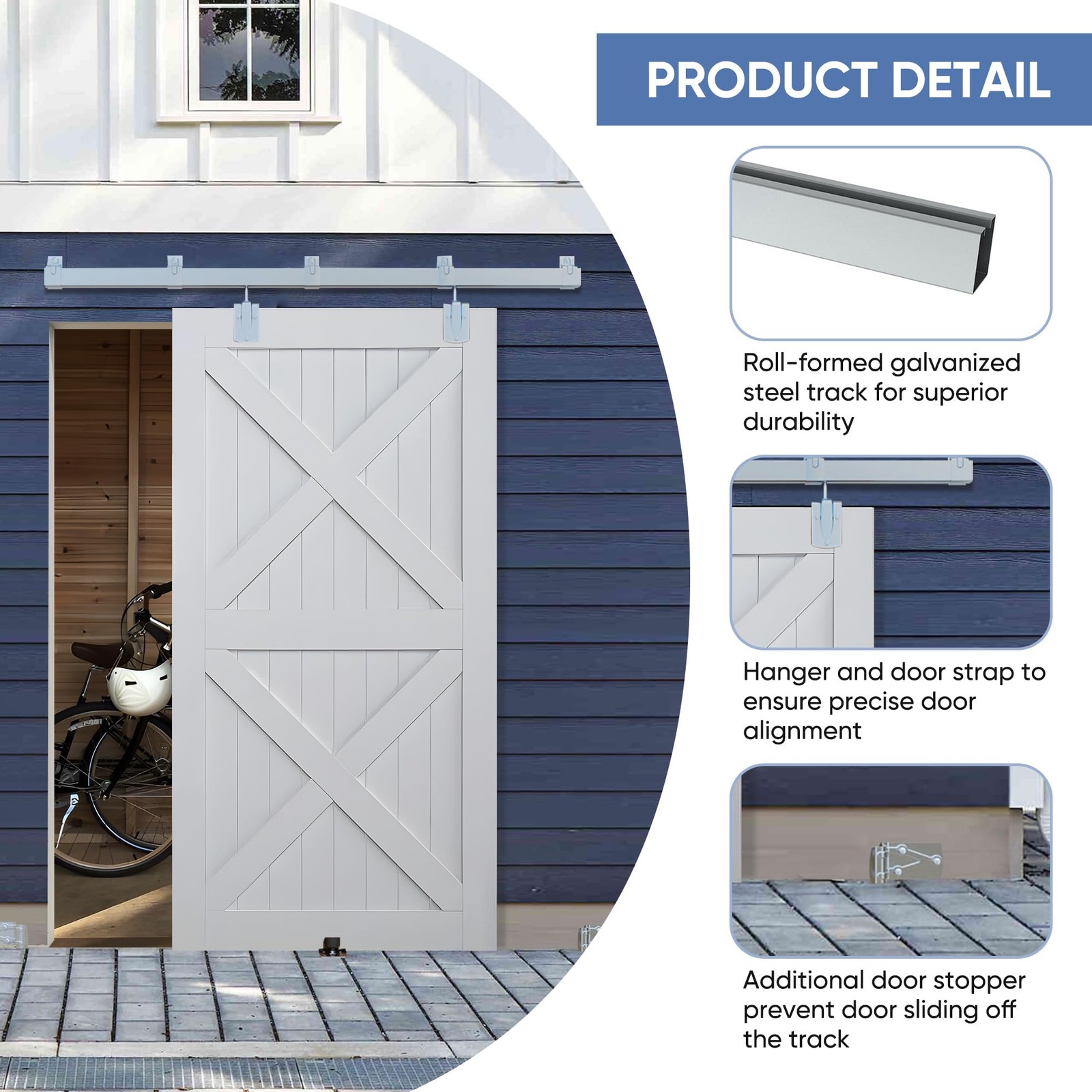 BARNSMITH 6FT Sliding Barn Door Hardware Kit Heavy Duty Track Wall Mount Silver