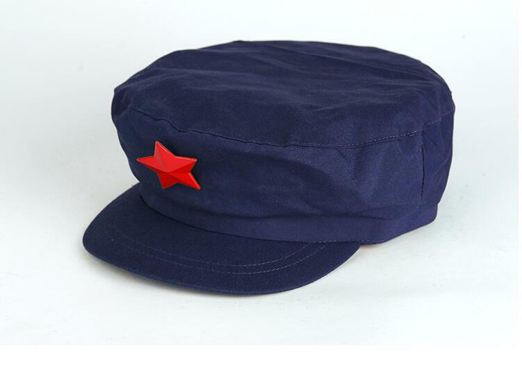 Chinese Military Soldier PLA Type 65 Blue Hat Retro Worker Mao Cap With Red Star