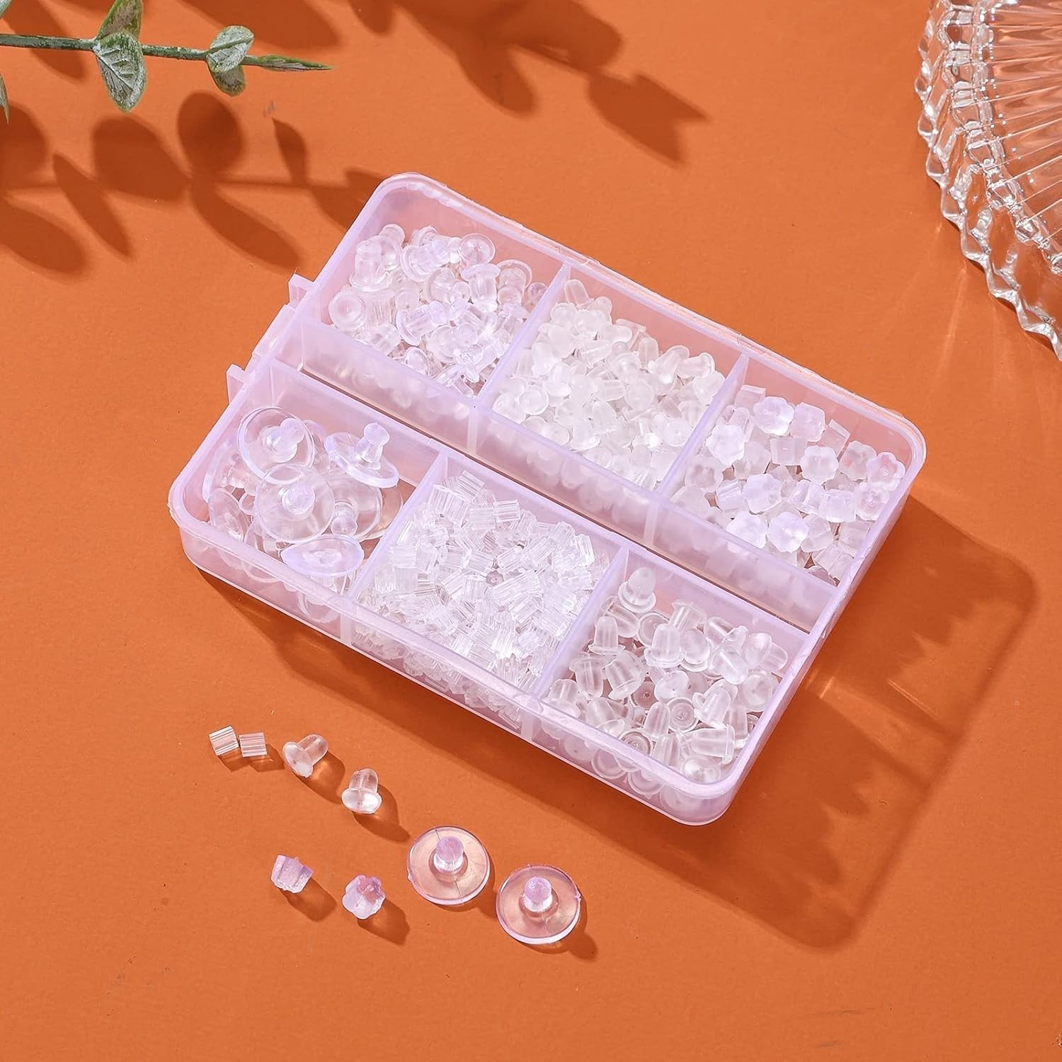 6 Styles Silicone Earring Backs for Studs, 600 Pcs Clear Soft Earring Backings H