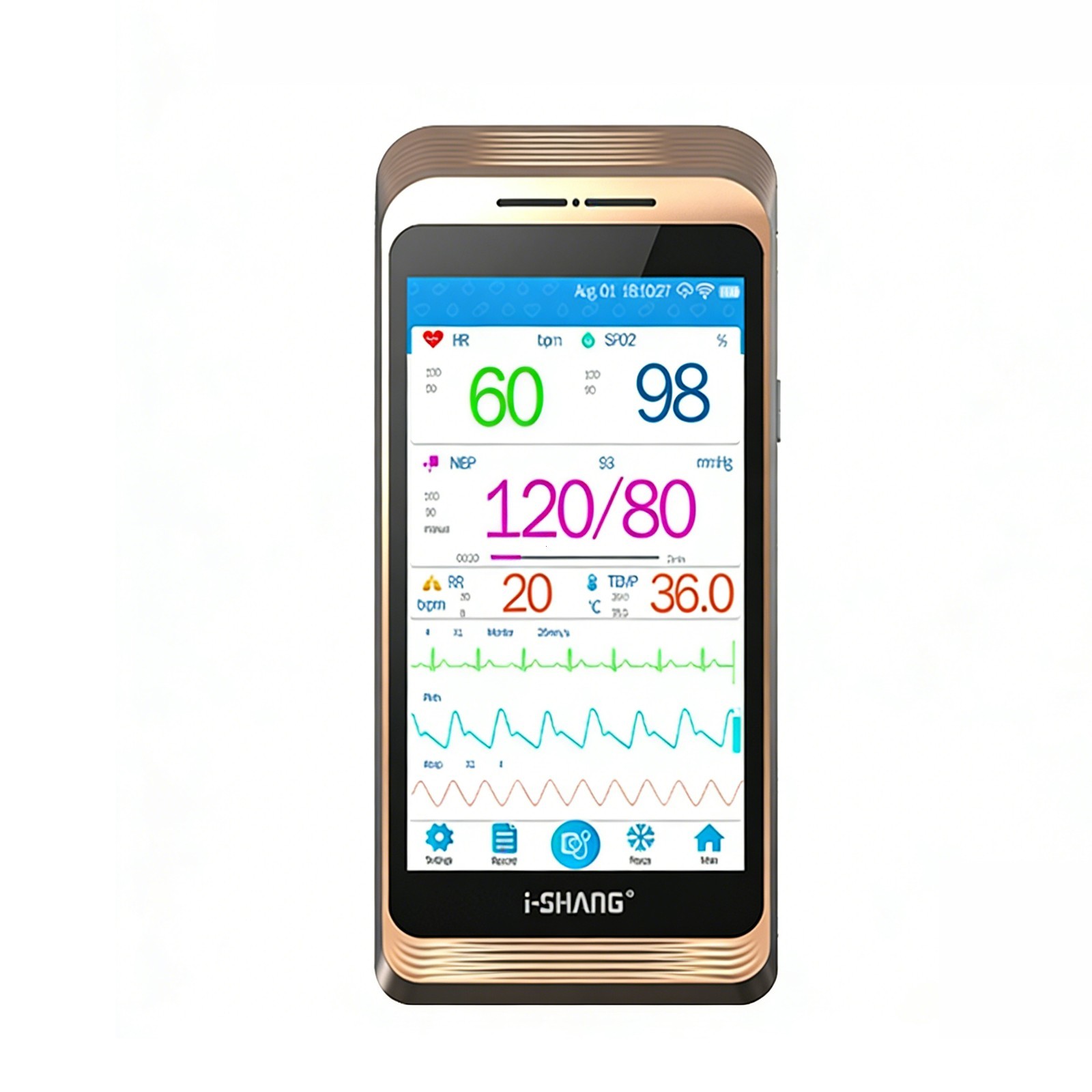 Portable 5.5" Touch Screen Patient Monitor - 6 Parameter Vital Signs Monitor wit