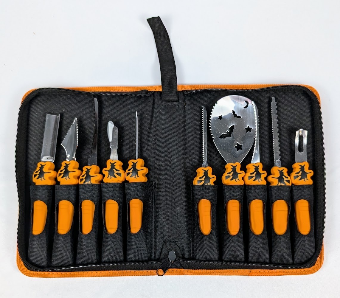 10 Piece Pumpkin Carving Tools In Nylon Zippered Carrying Case
