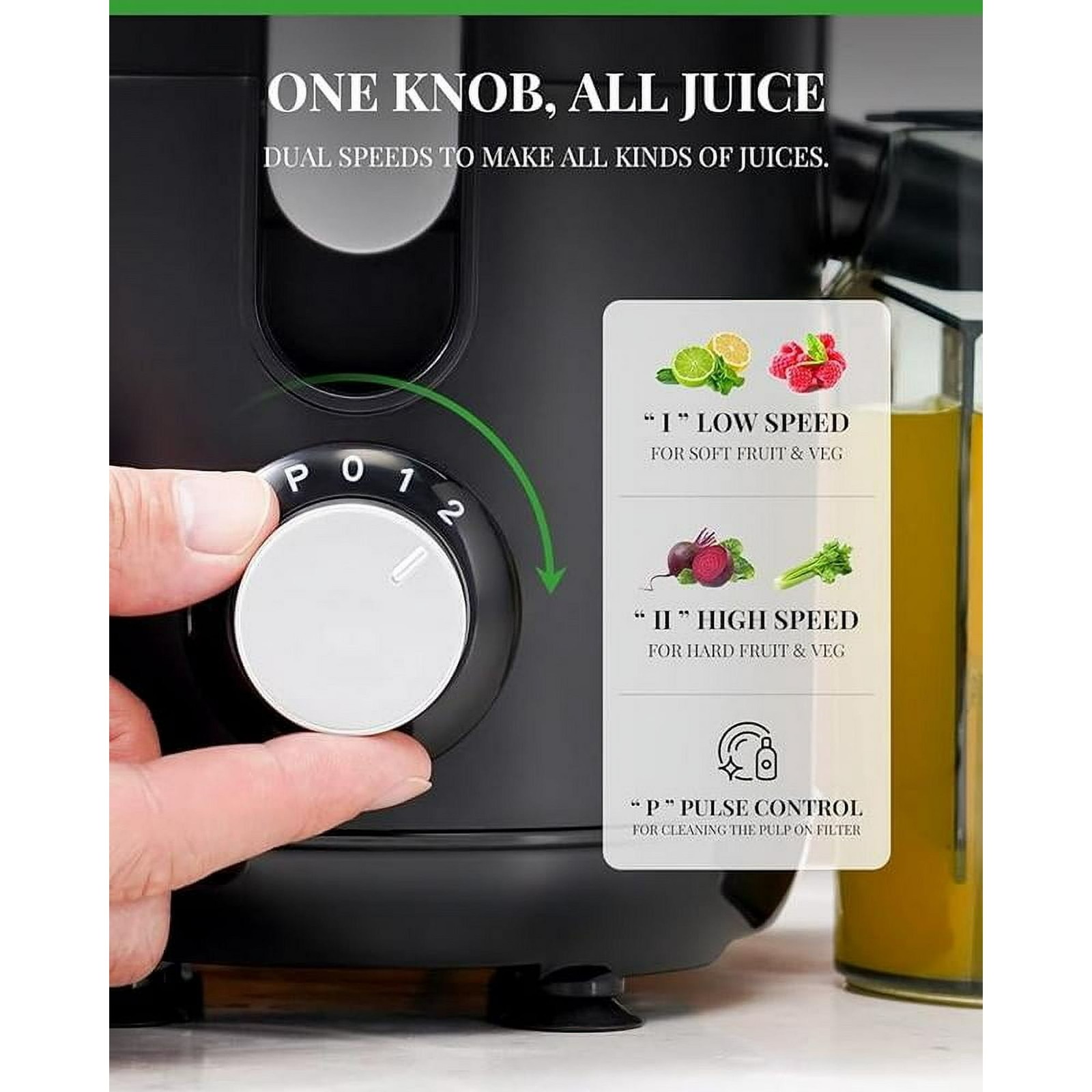 Juicer with Titanium Enhanced Cut Disc Dual Speeds Centrifugal Extractor Machine