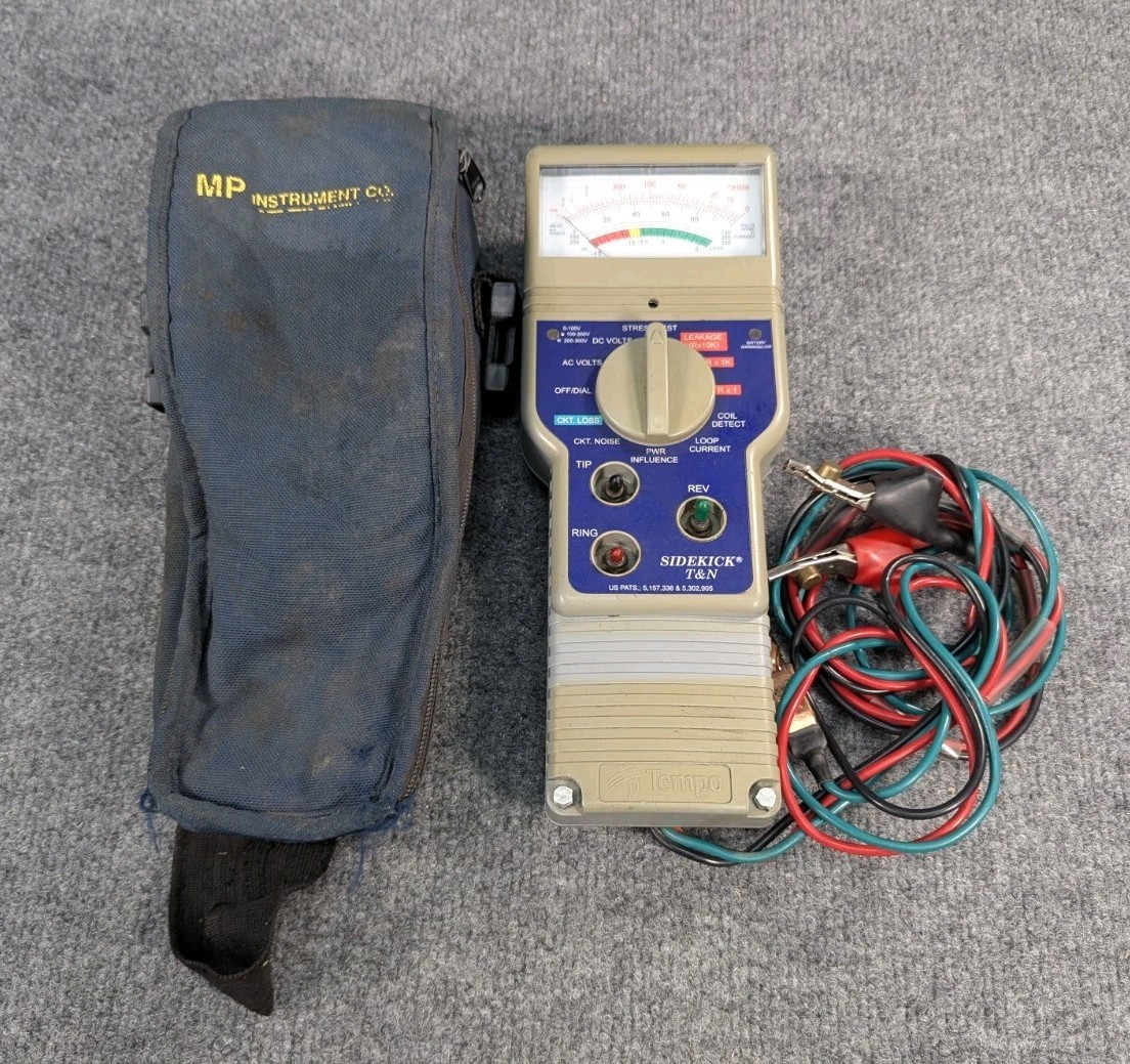 Tempo Sidekick 7B T&N Telephone Line Test Meter w/ Case Leads Tested Works