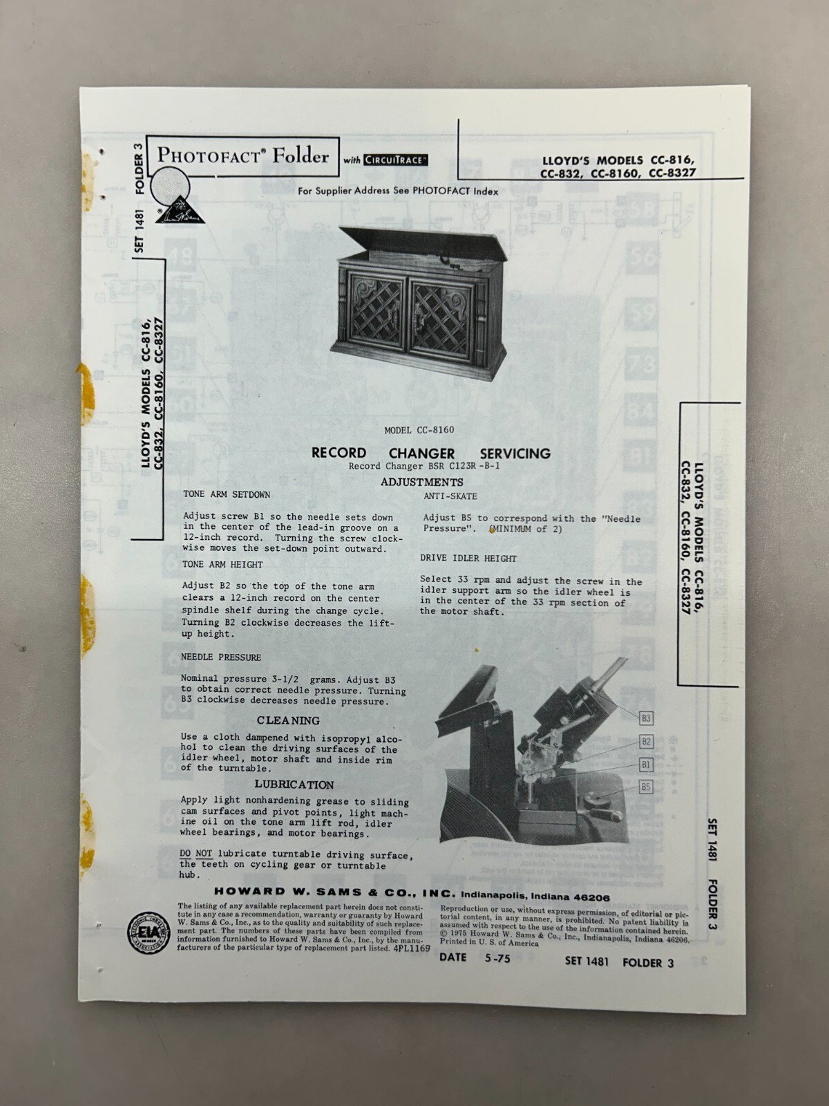 Lloyds CC-816 832 8160 8327 Service Manual Sams Photofact Free Shipping