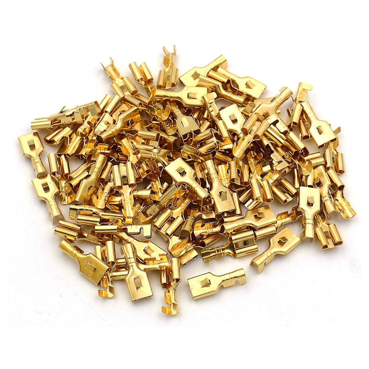 Female Spade Quick Splice Crimp Terminals 6.3Mm Non-Insulated 100 Pcs