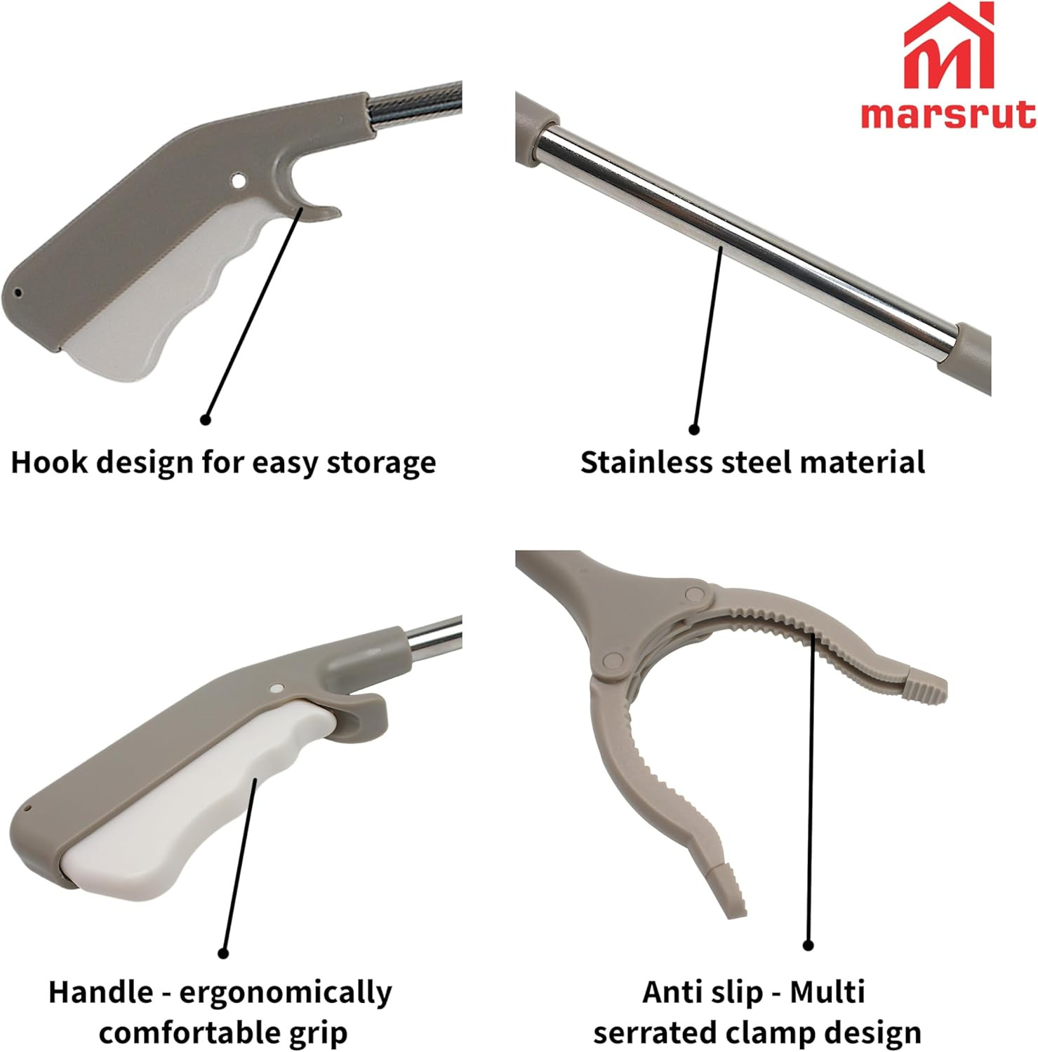 2pcs Short Grabber Reacher Tool for Seniors, 16 Inch Small Mini Extra Strong ...