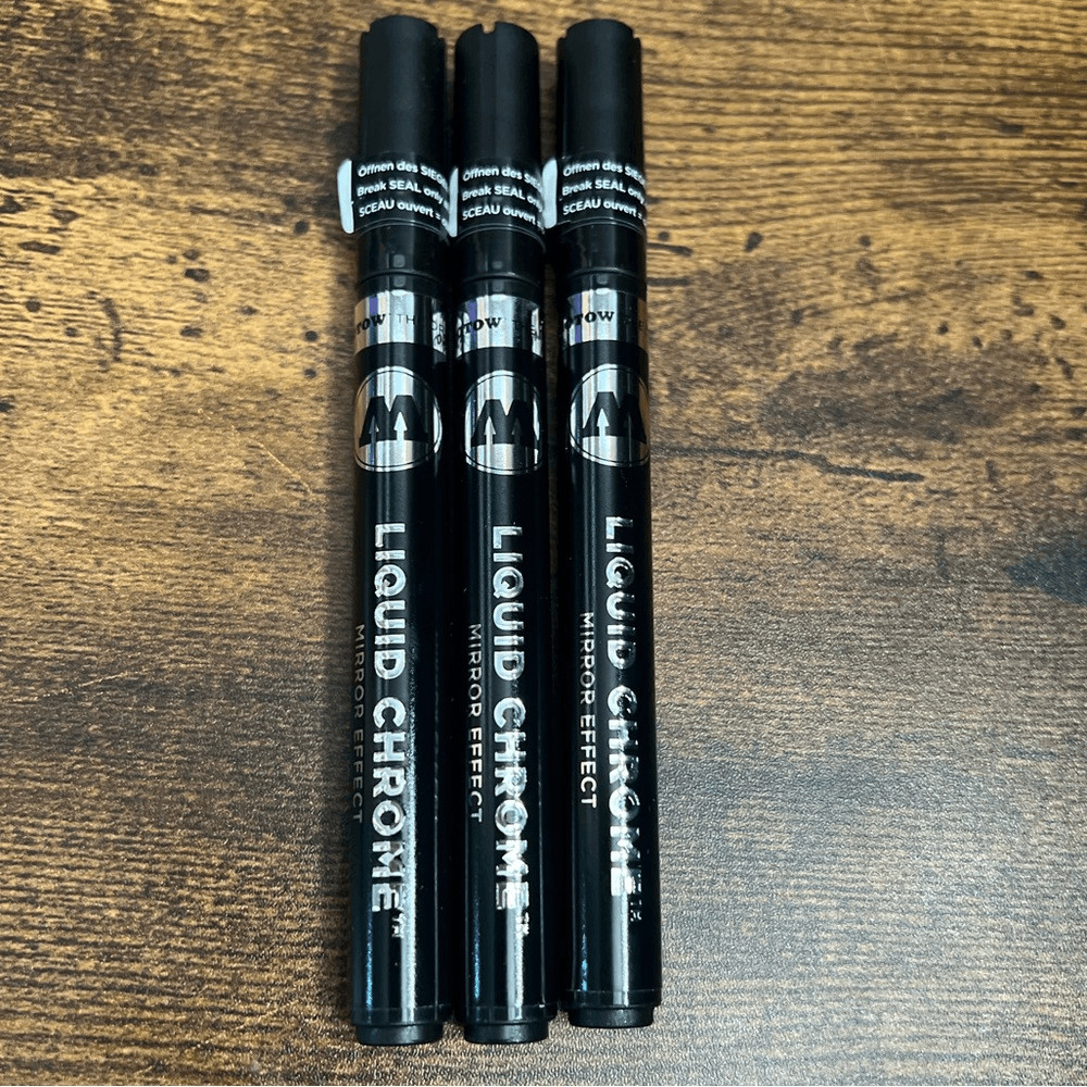 Molotow Liquid Chrome Marker, 2 mm, with Special Ink Mirror Effect. 3 pack. NIB!