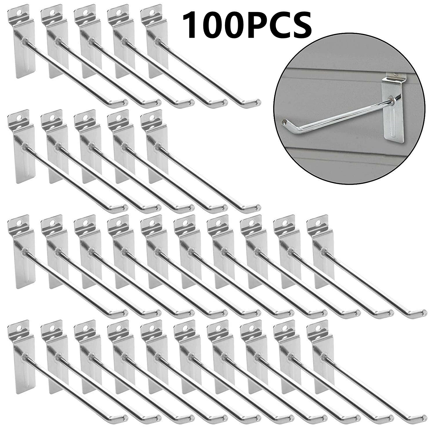100PCS Slatwall Hooks Hanger Slatwall Accessories Hanging Hooks for Garage Store
