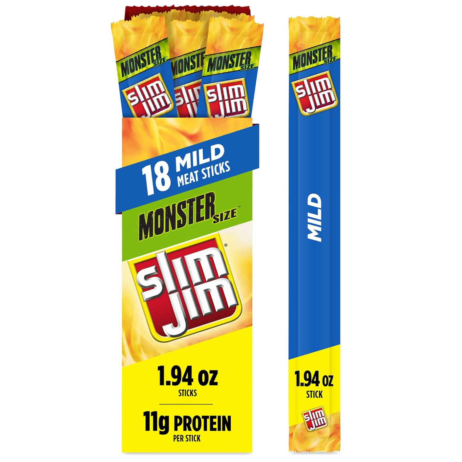 Monster Smoked Meat Sticks, Mild Flavor, High Protein, Father'S Day Snack Gift f