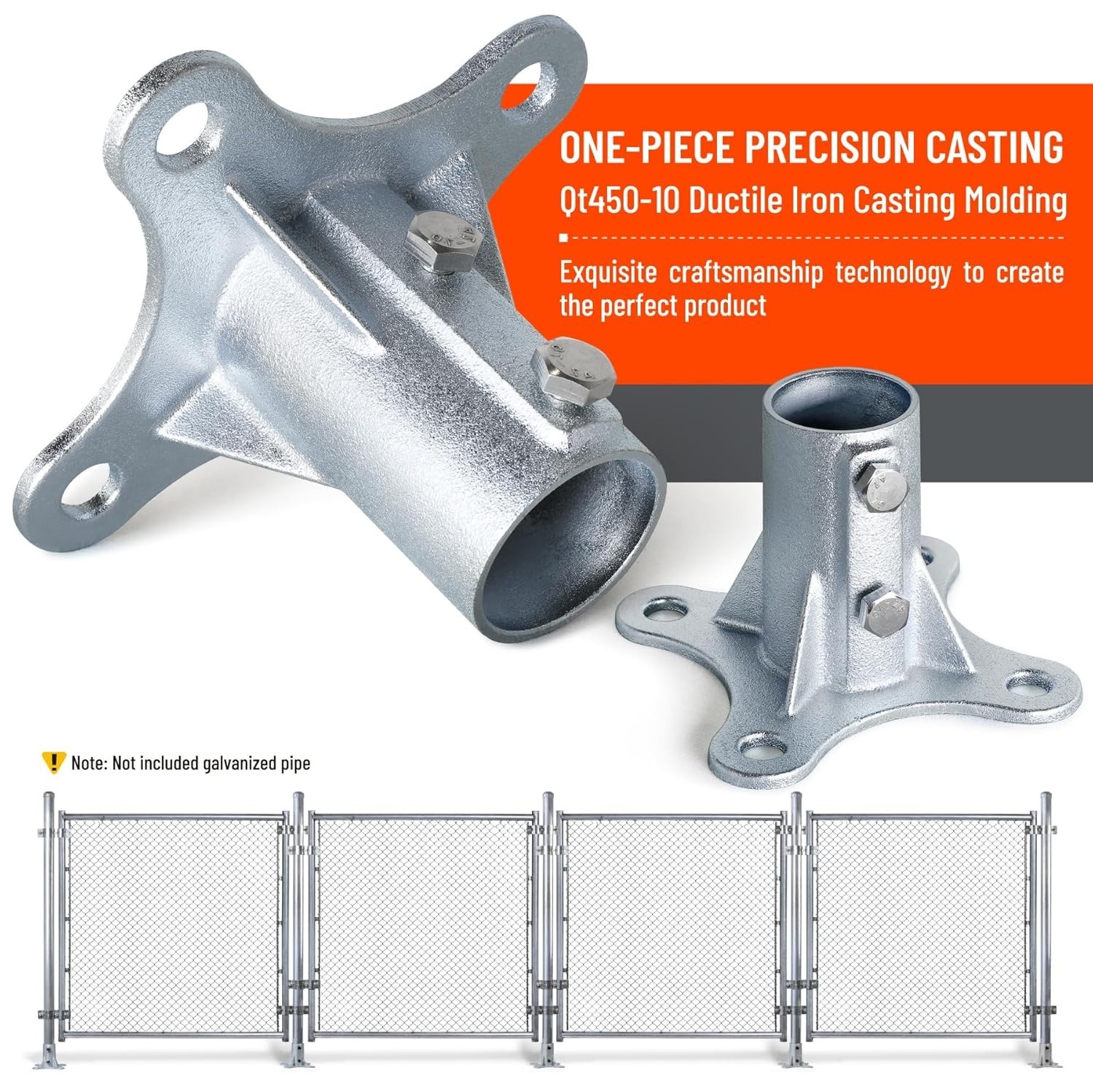 2" Chain Link Fence Post Floor Flange Base 2 Pack Metal Post Mount Bracket