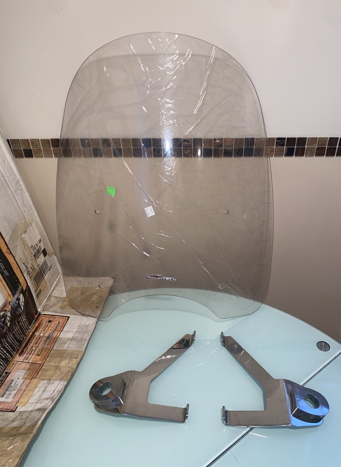 NOS Sportech Universl Cruise Series 22" Tall Clear Windshield For 1" Handlebars