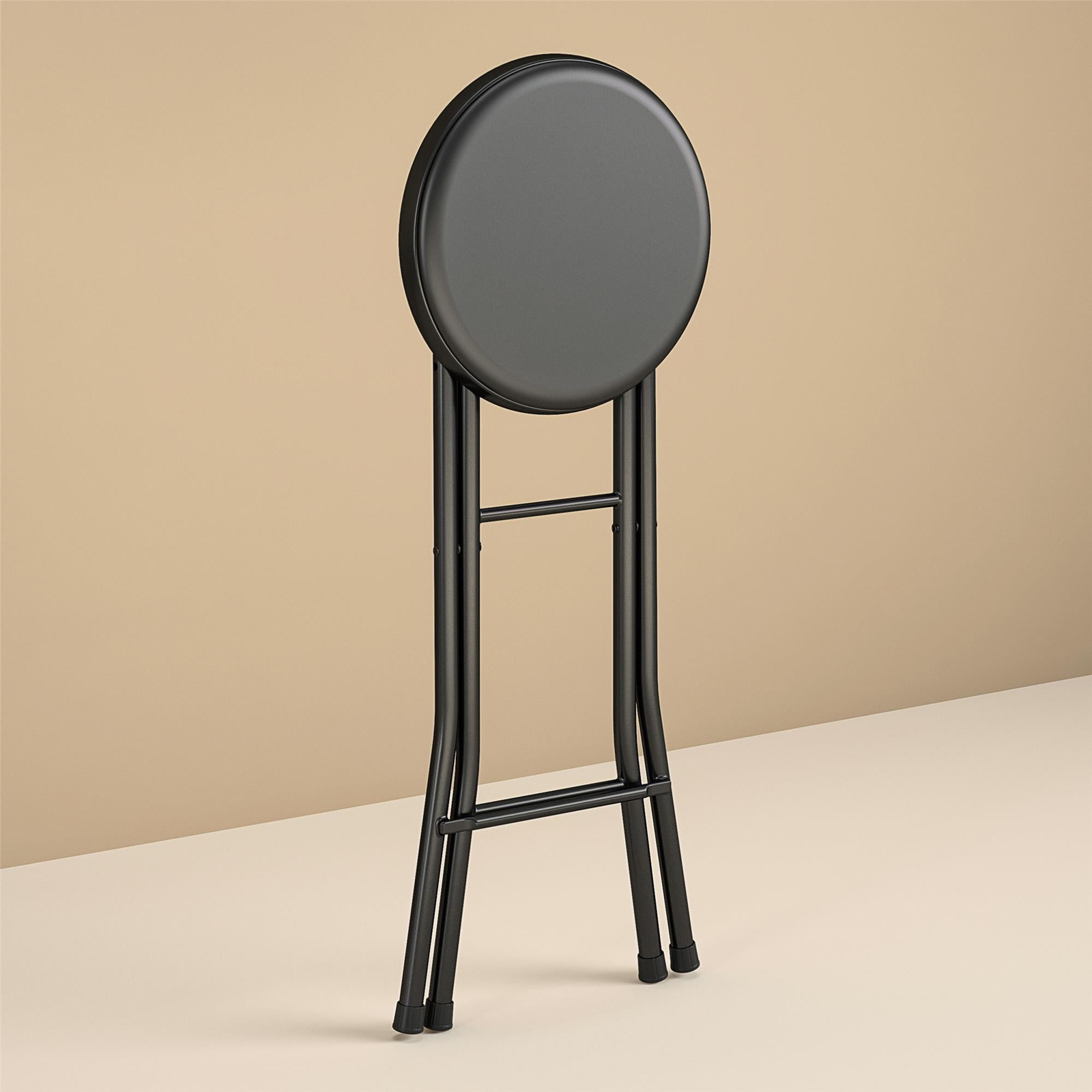 24" Vinyl Padded Folding Stool, Black