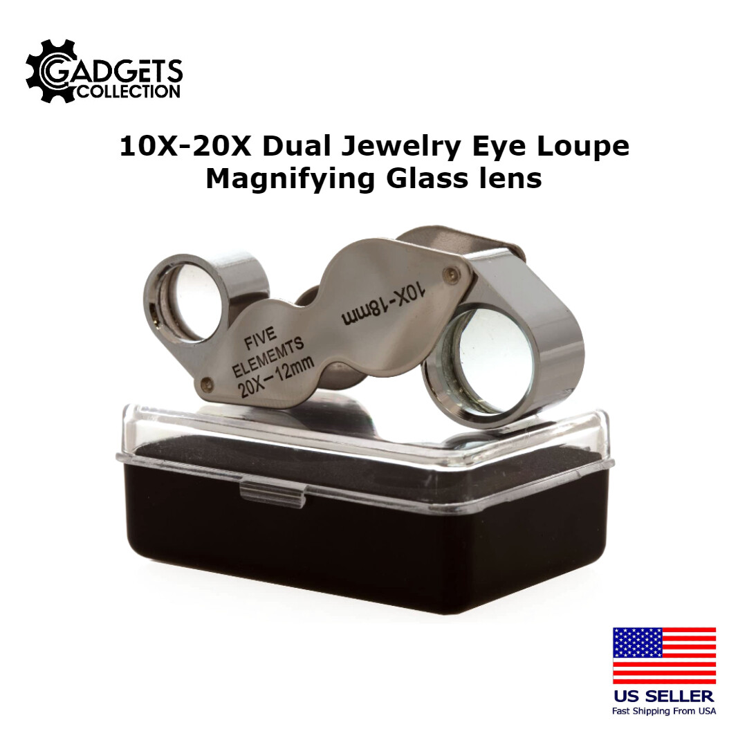 10X 20X DUAL Jewelers Jewelry Eye Loupe Optical Magnifying Reading Glass Lens