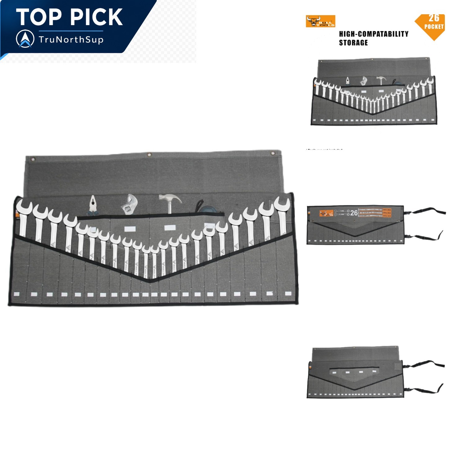 Wrench Roll 26 Pocket Tool Pouch Organizer Cotton Canvas for Mechanics DIY El...