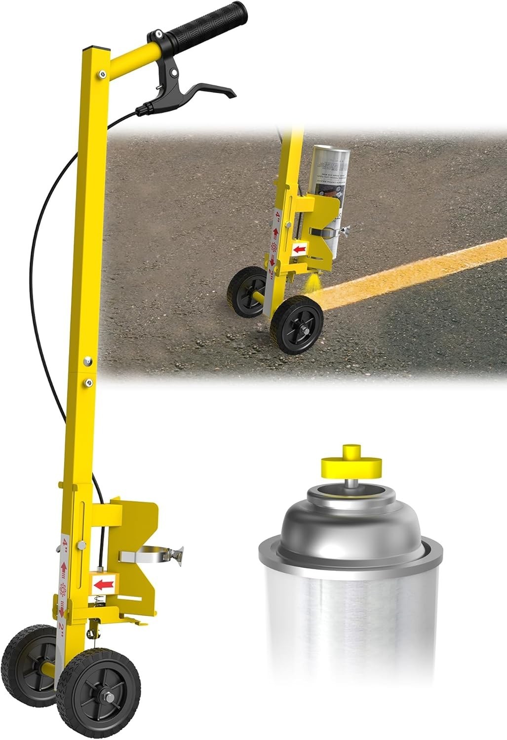 Effortless Line Marking Wand: Two-Wheel Stability & Adjustable Stripe Width 2-4"