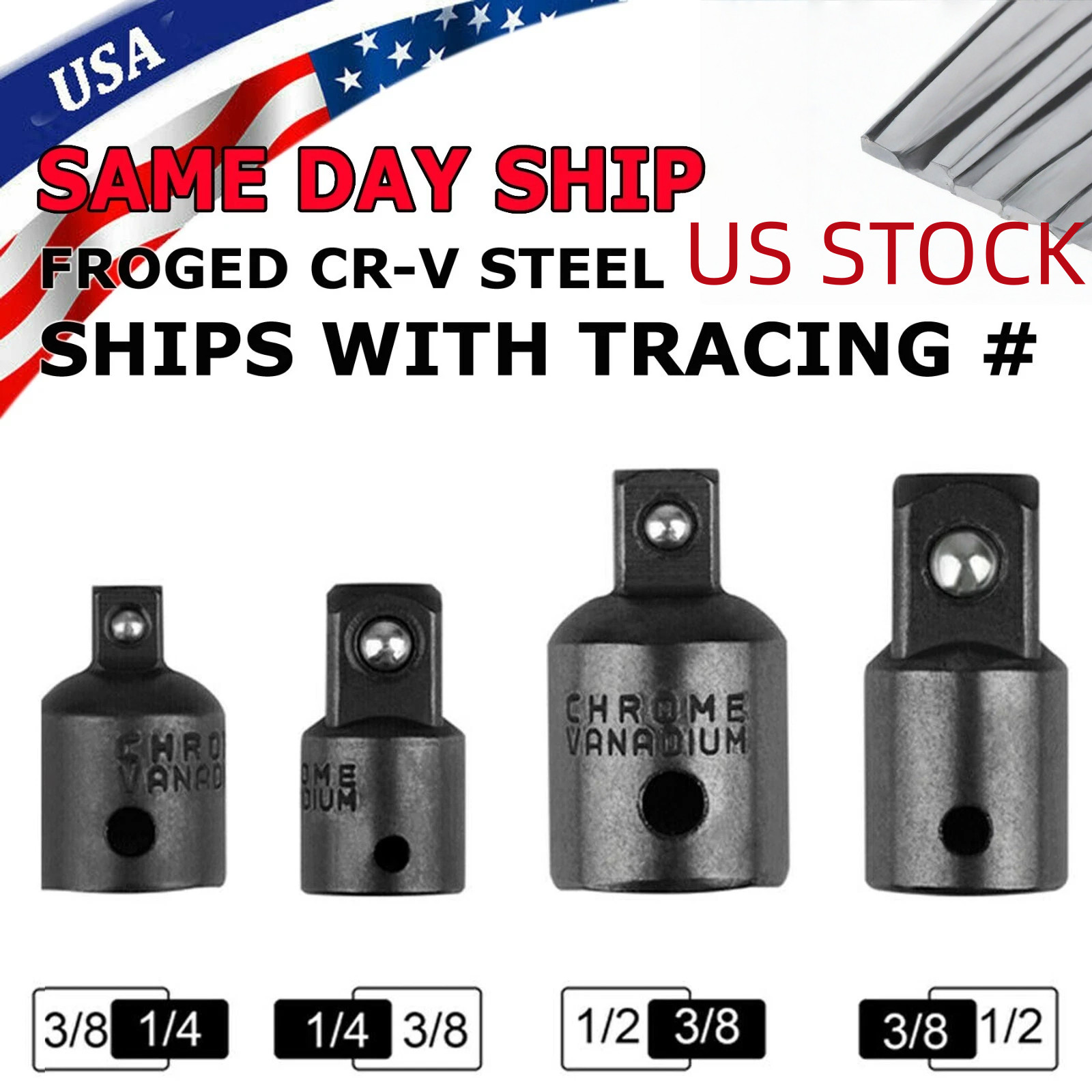 4-pack 3/8" To 1/4" 1/2 inch Drive Ratchet SOCKET ADAPTER REDUCER Air Impact Set