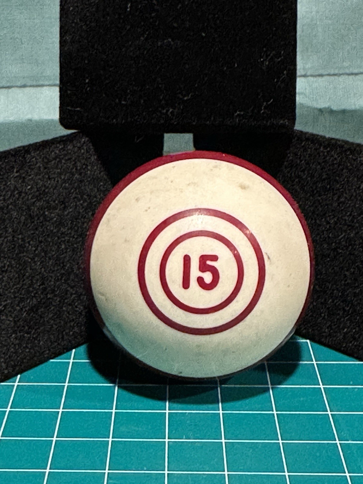 Vtg Pool Billiard Ball #15 Double Rings Circles 2.25 In Burgundy White Fifteen