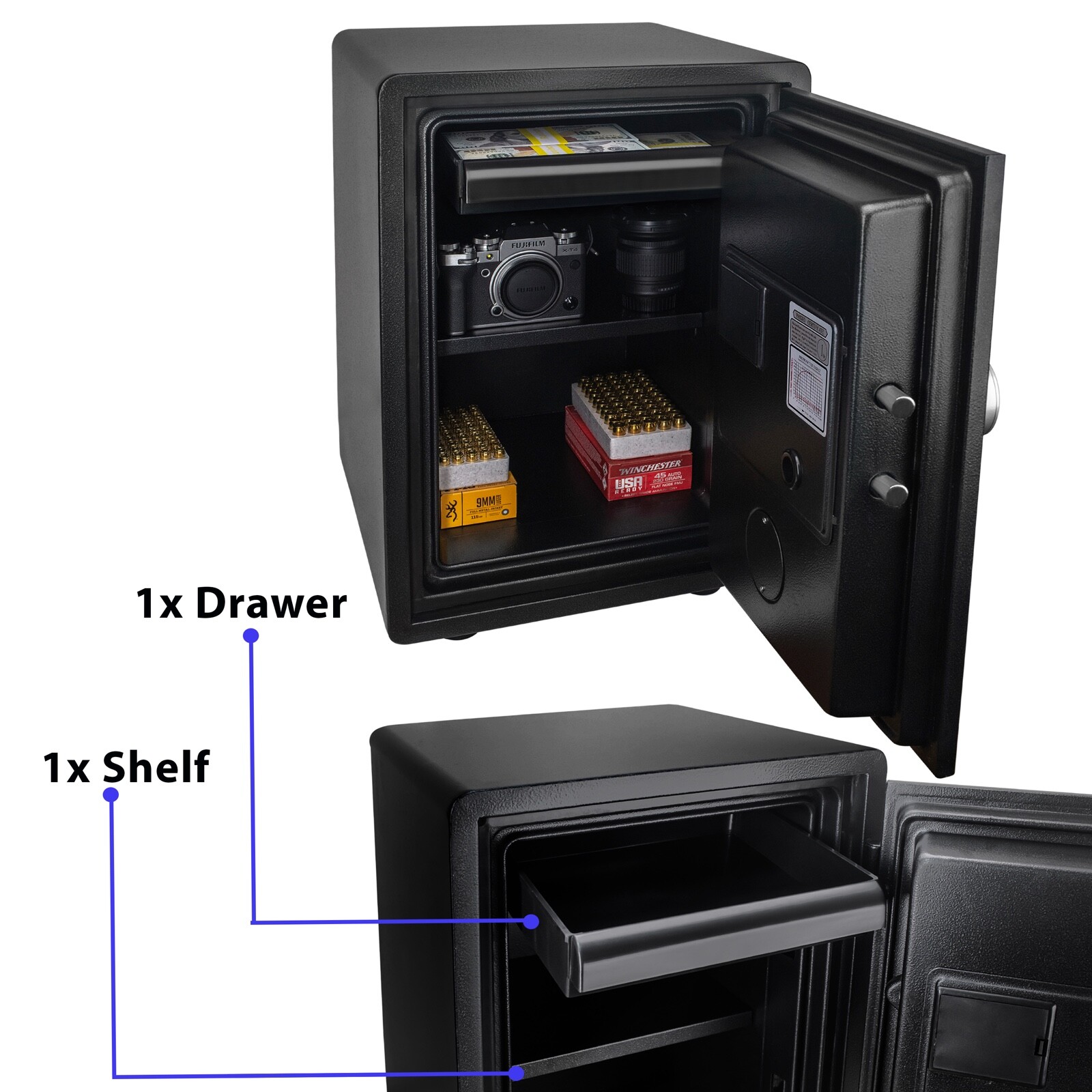 Digital Biometric Fireproof Waterproof Safe Box for Home Office Cash Jewelry